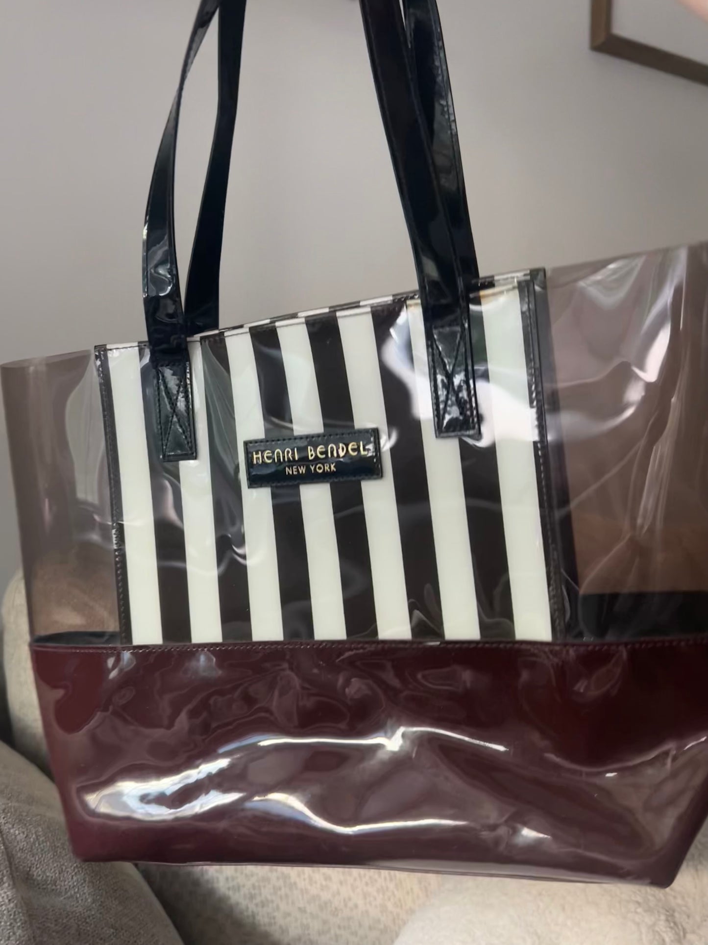 ICONIC HENRI BENDEL CENTENNIAL STRIPE PVC TOTE BAG