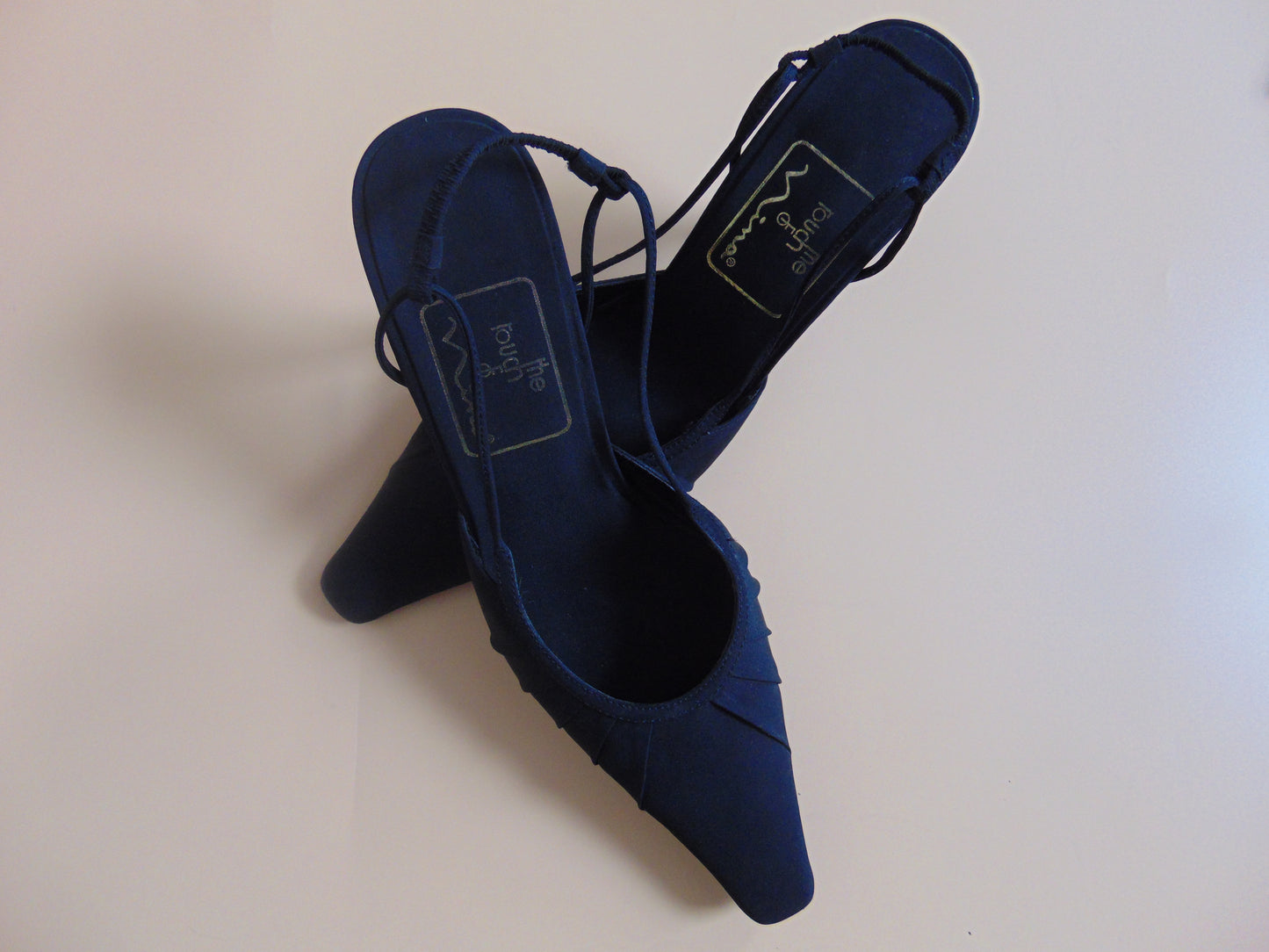 90's BLACK SATIN SLINGBACK HEELS