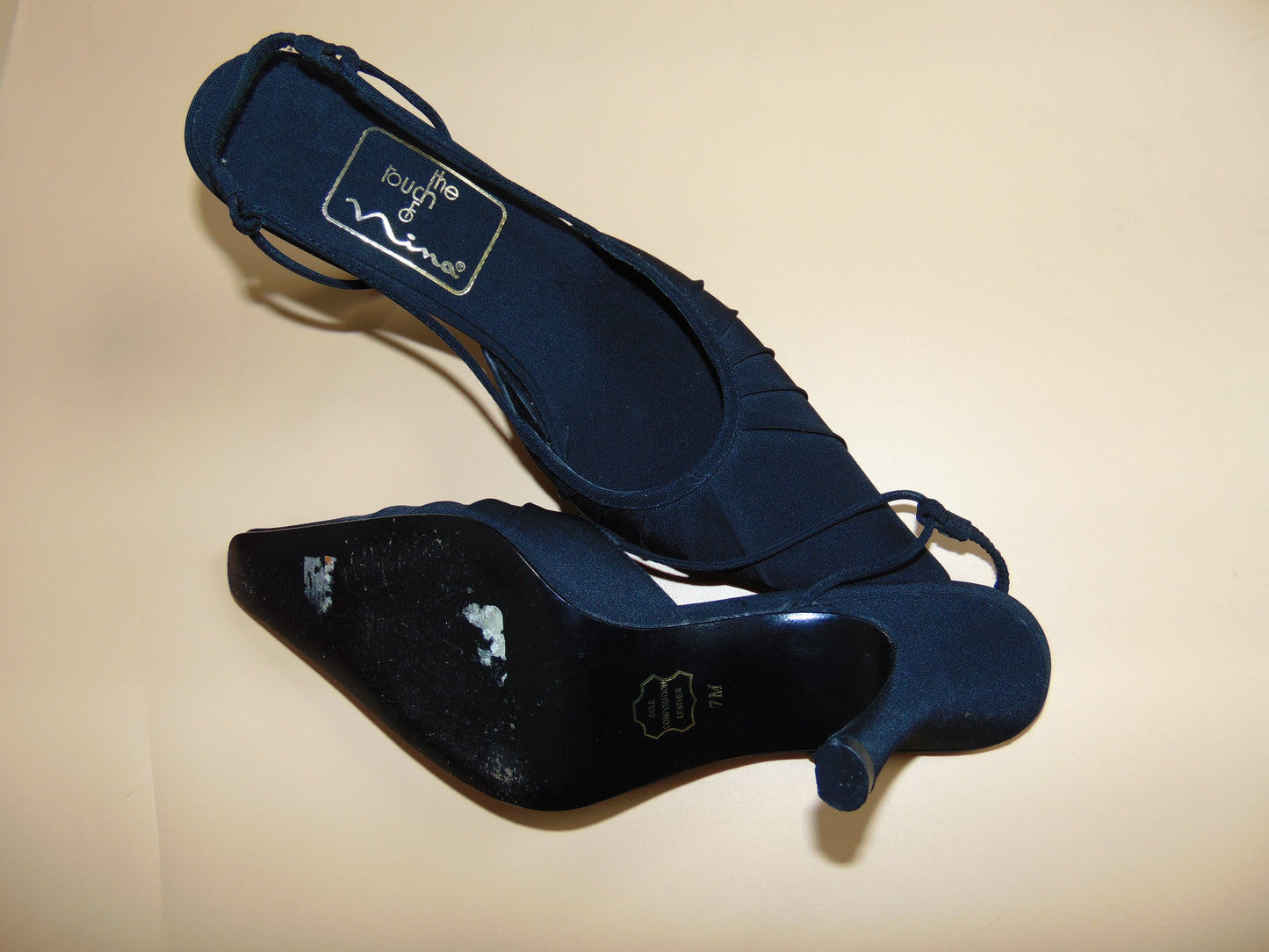 90's BLACK SATIN SLINGBACK HEELS