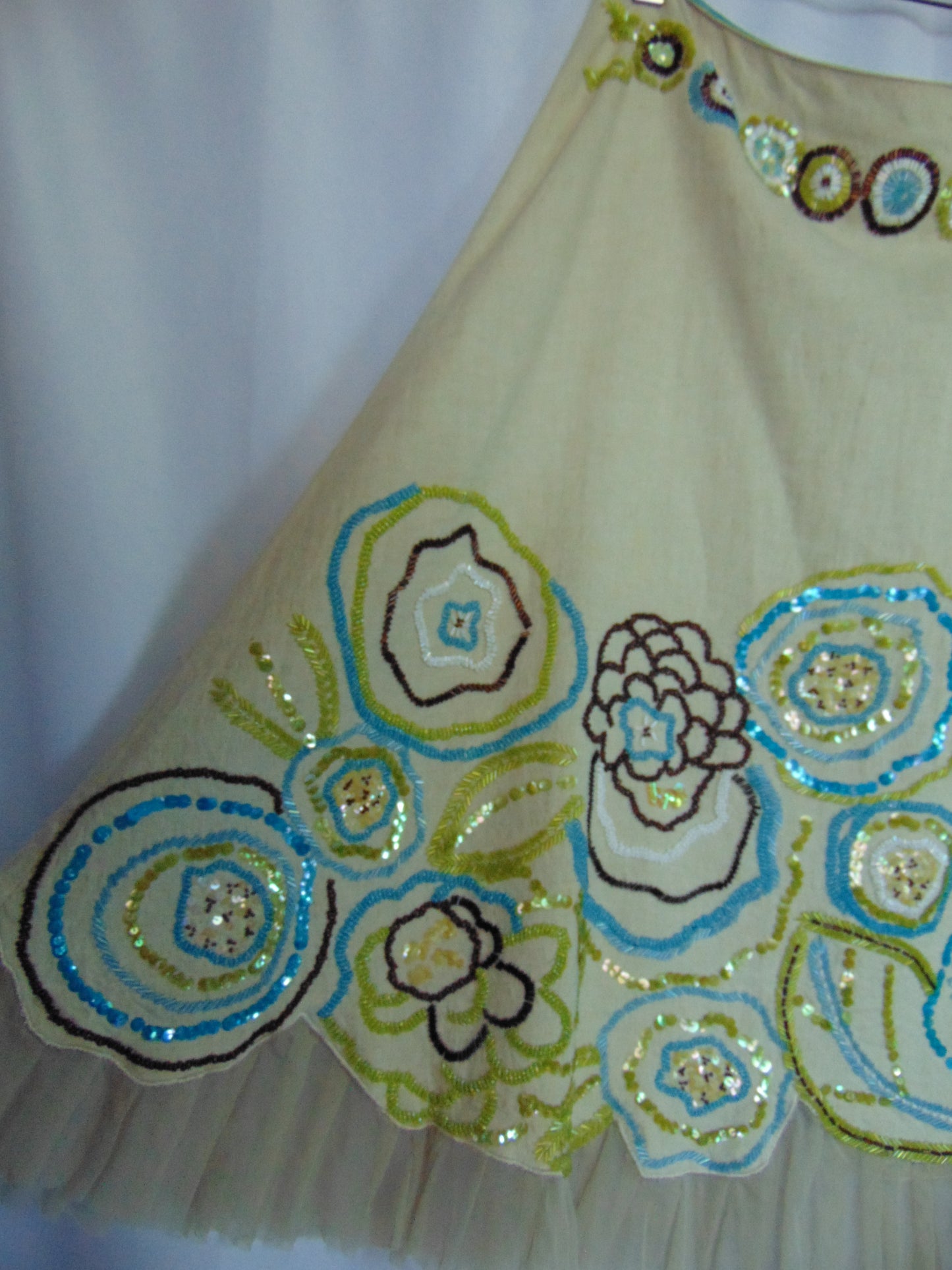BASIL & MAUDE HANDBEADED LINEN SKIRT