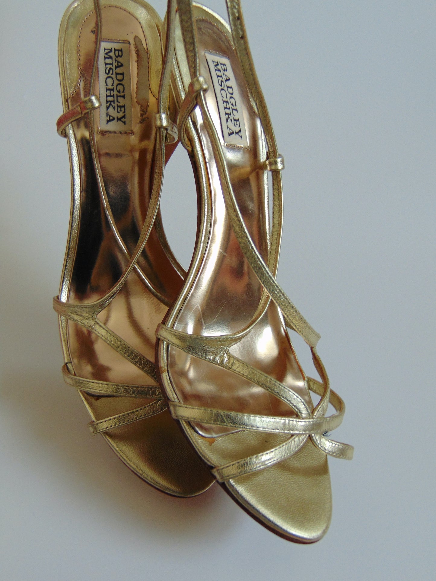 GOLD BADGLEY MISCHKA LEATHER HEELS