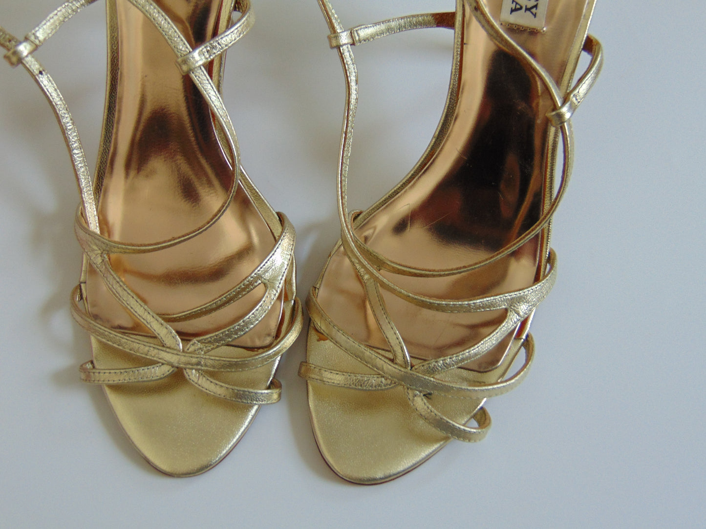GOLD BADGLEY MISCHKA LEATHER HEELS