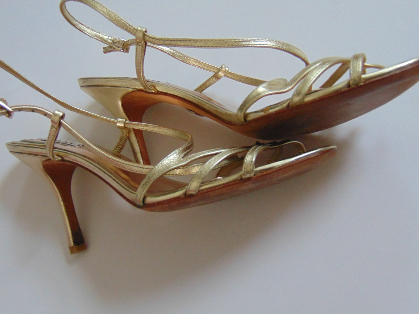 GOLD BADGLEY MISCHKA LEATHER HEELS