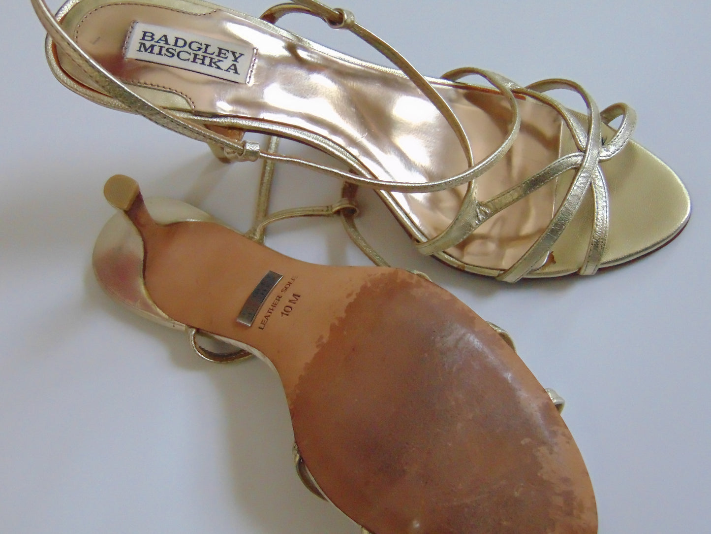 GOLD BADGLEY MISCHKA LEATHER HEELS