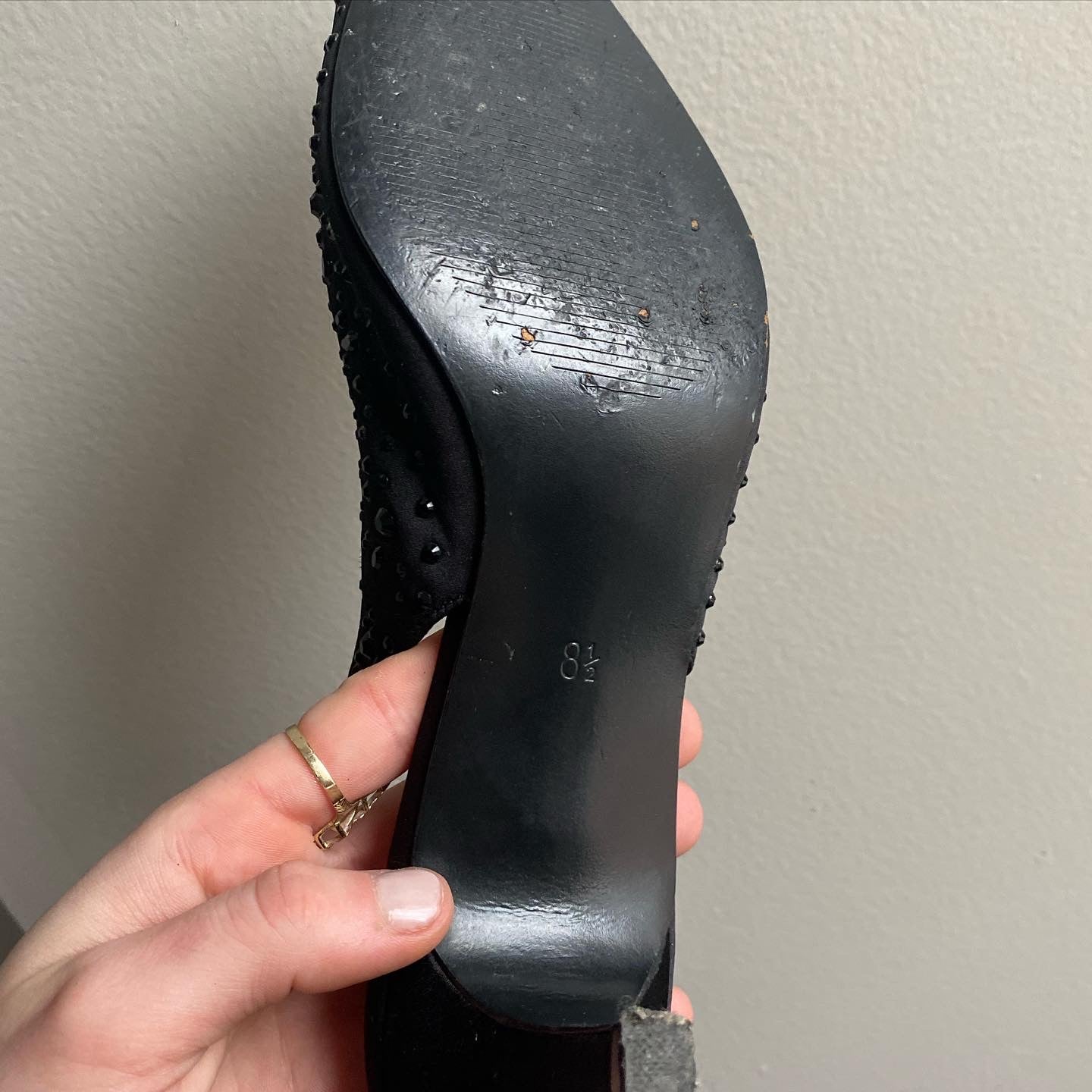 VINTAGE COACH BLACK STUDDED HEELS