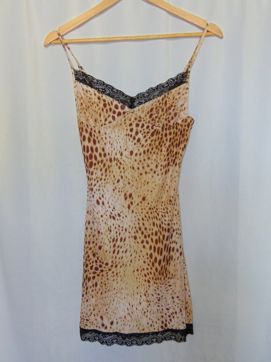 CHEETAH MESH LACE MINI DRESS