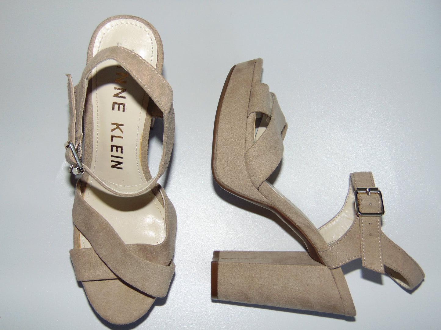 ANNE KLEIN SUEDE HEELED SANDALS