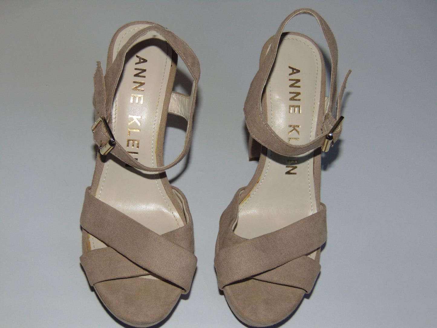 ANNE KLEIN SUEDE HEELED SANDALS