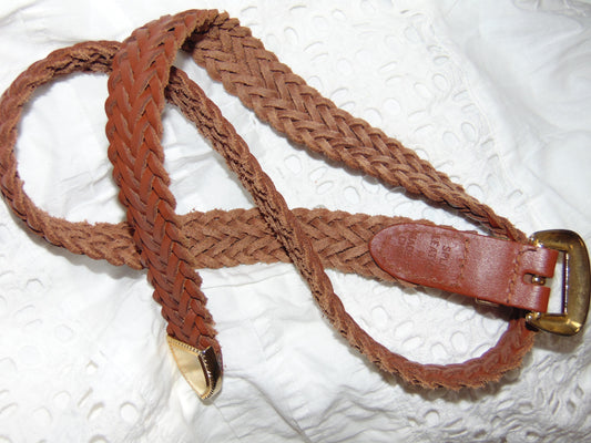 SPLIT LEATHER BELT WITH GOLD BUCKLE