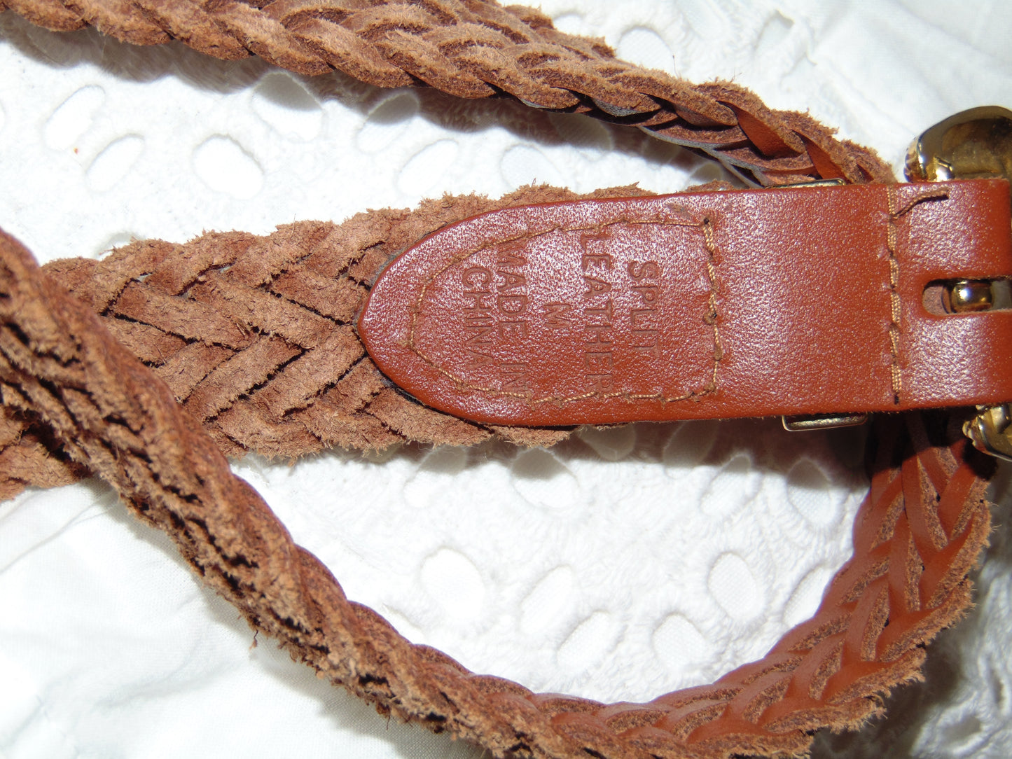 SPLIT LEATHER BELT WITH GOLD BUCKLE