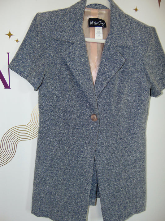 VINTAGE BLUE & WHITE TWEED BLAZER TOP