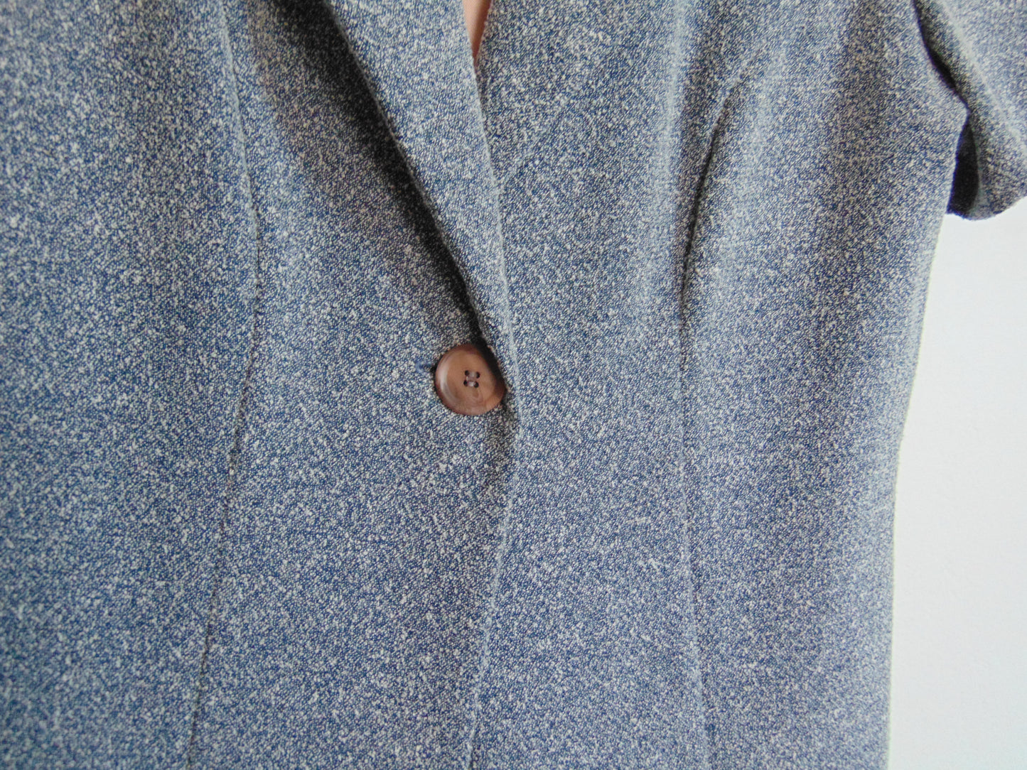 VINTAGE BLUE & WHITE TWEED BLAZER TOP