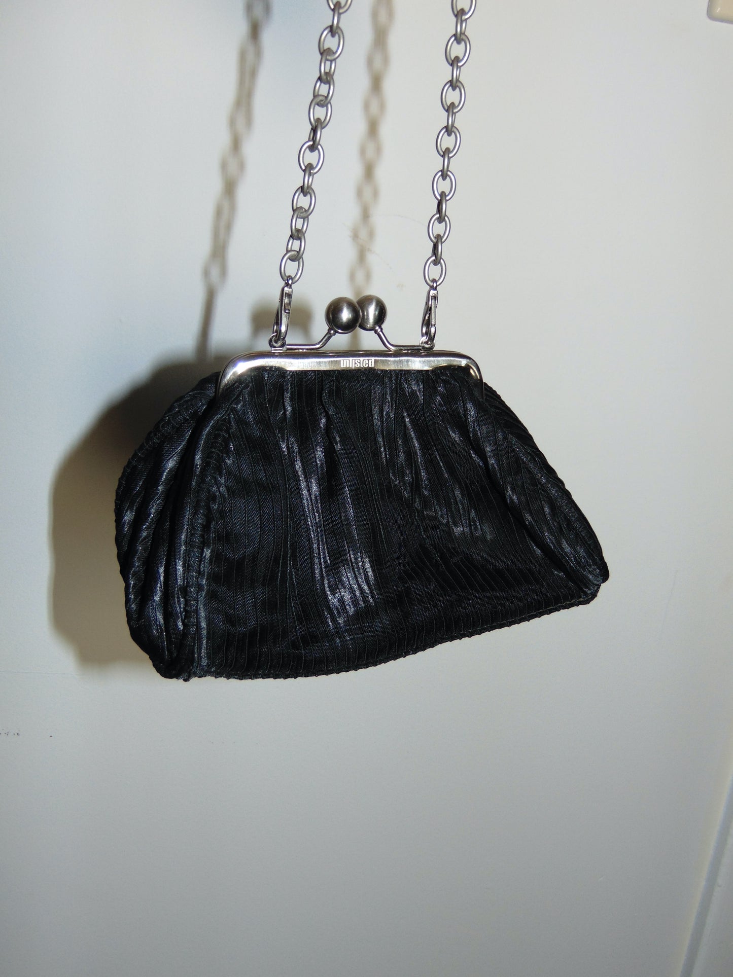 UNLISTED MINI BLACK PLEATED EVENING BAG