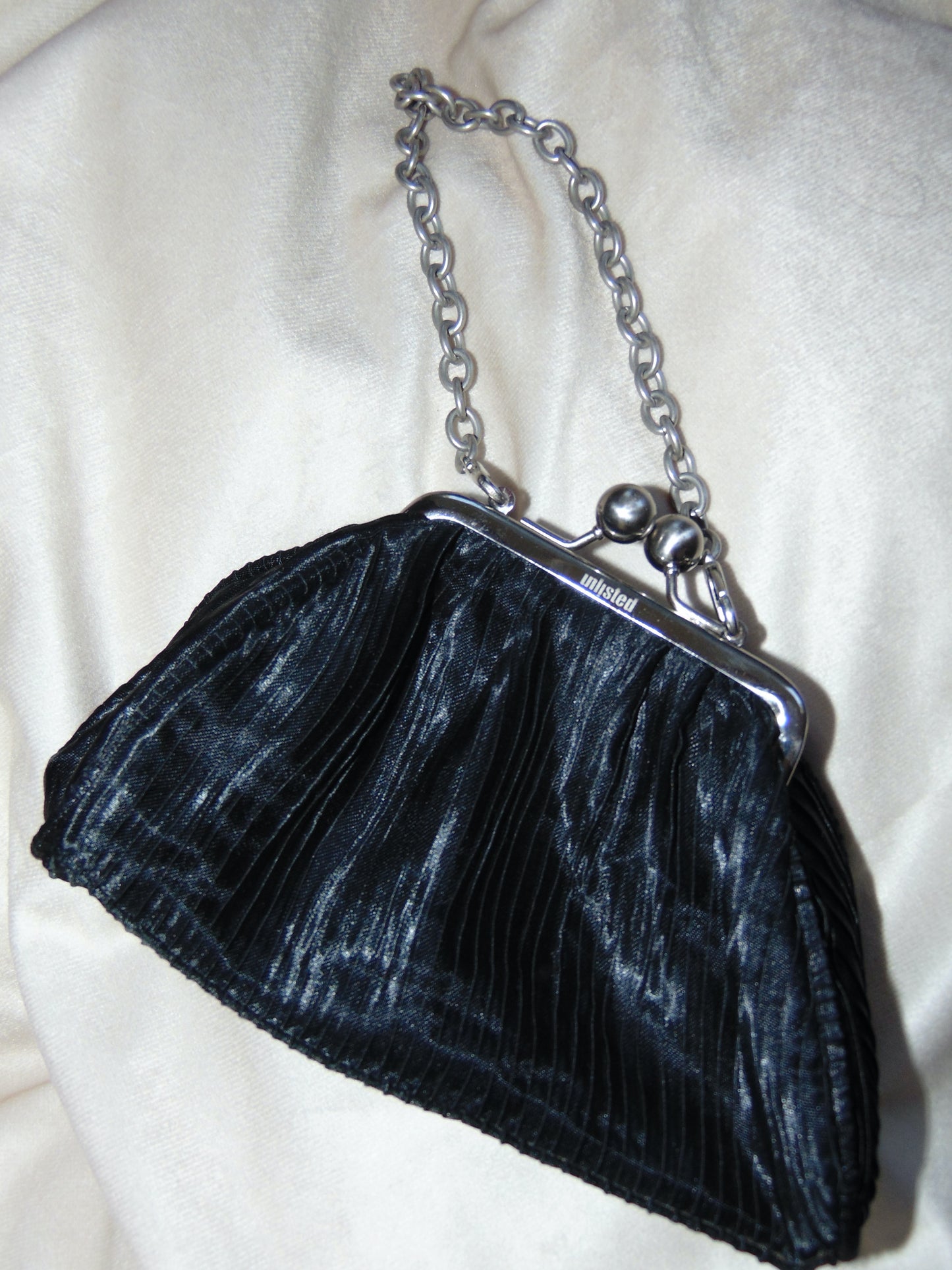 UNLISTED MINI BLACK PLEATED EVENING BAG