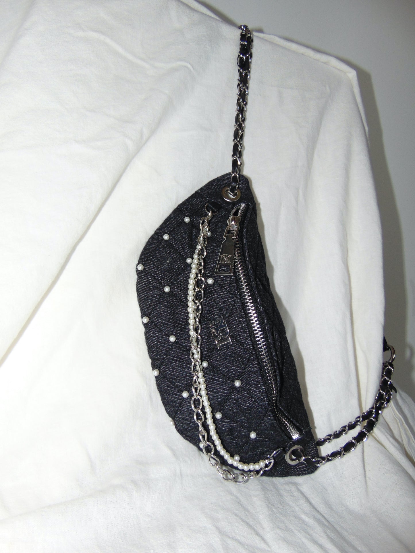 BADGLEY MISCHKA DENIM QUILTED FANNY PACK
