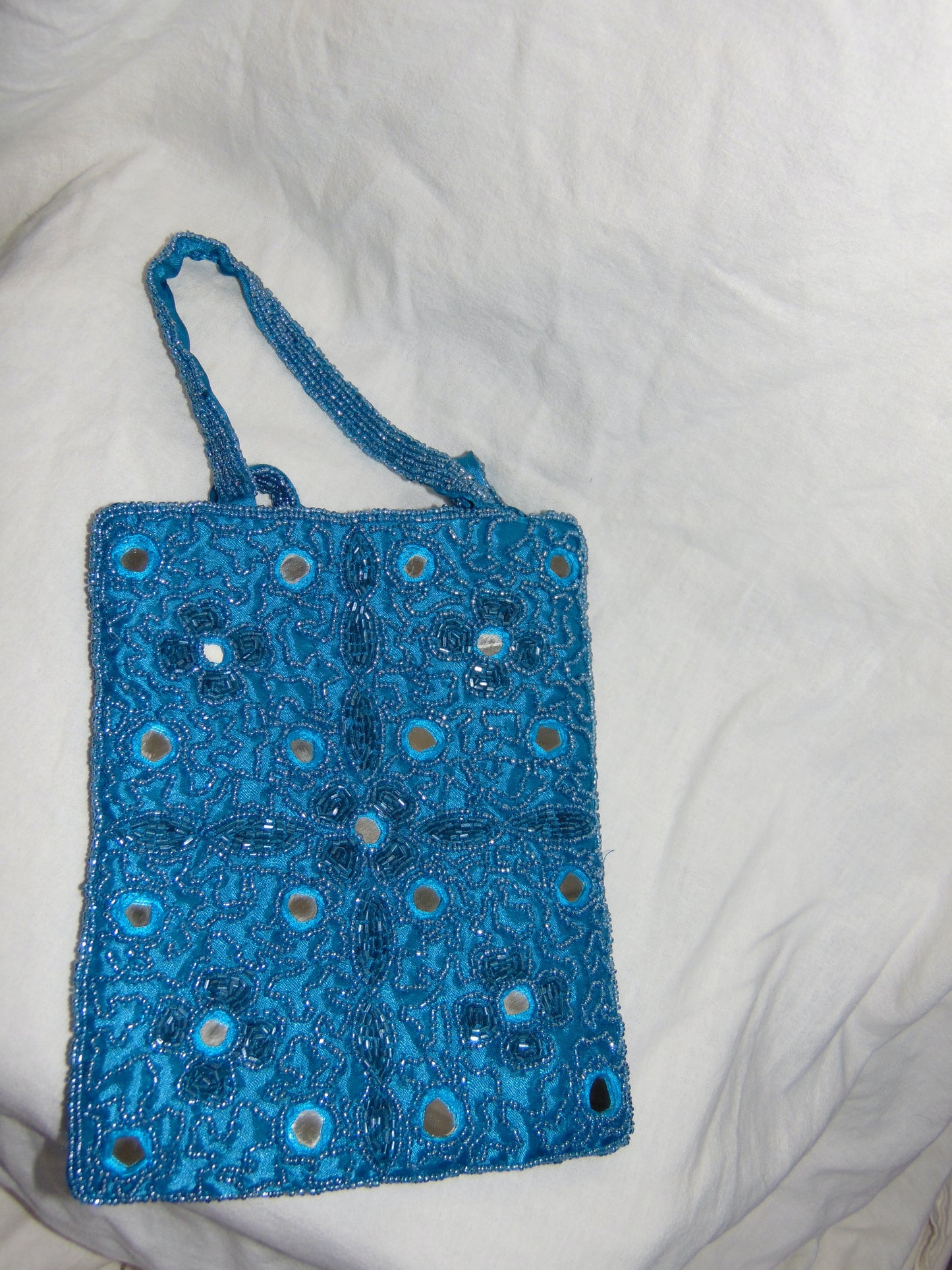 BLUE BEADED INDIAN SHISHA MINI TOTE BAG