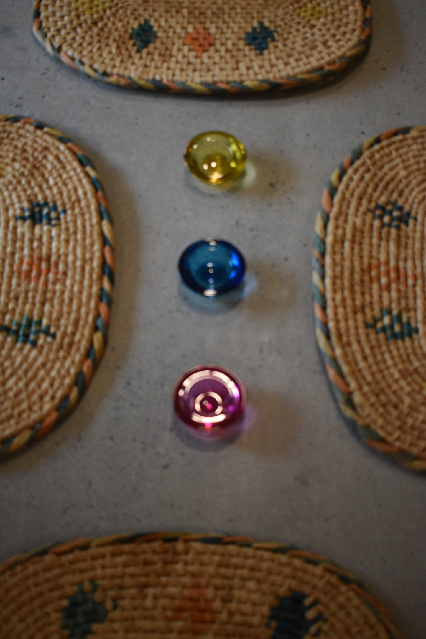SET OF 4 HAND-DYED, WICKER PLACEMAT