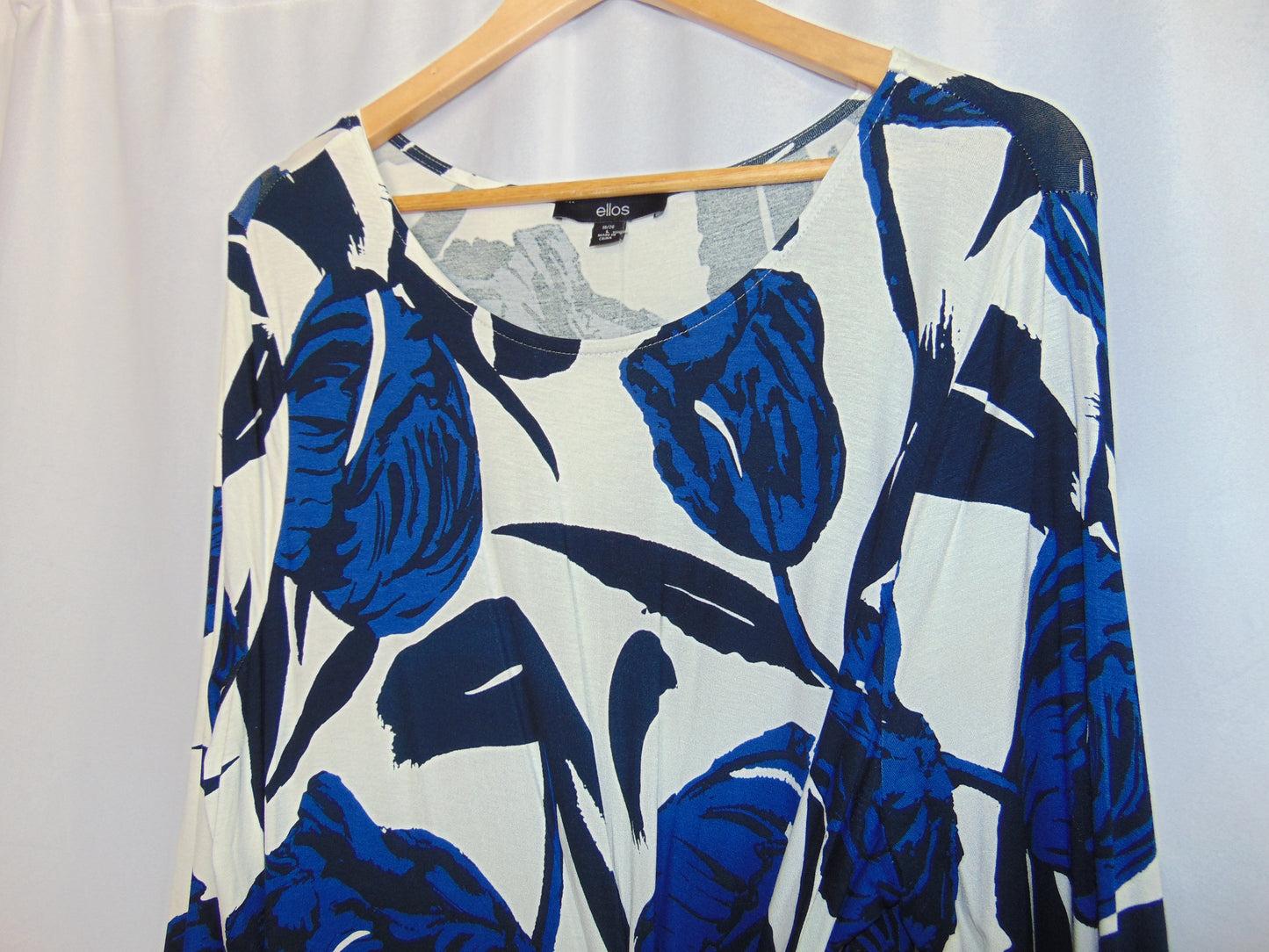 ELLOS 3/4 SLEEVE FLORAL WRAP DRESS