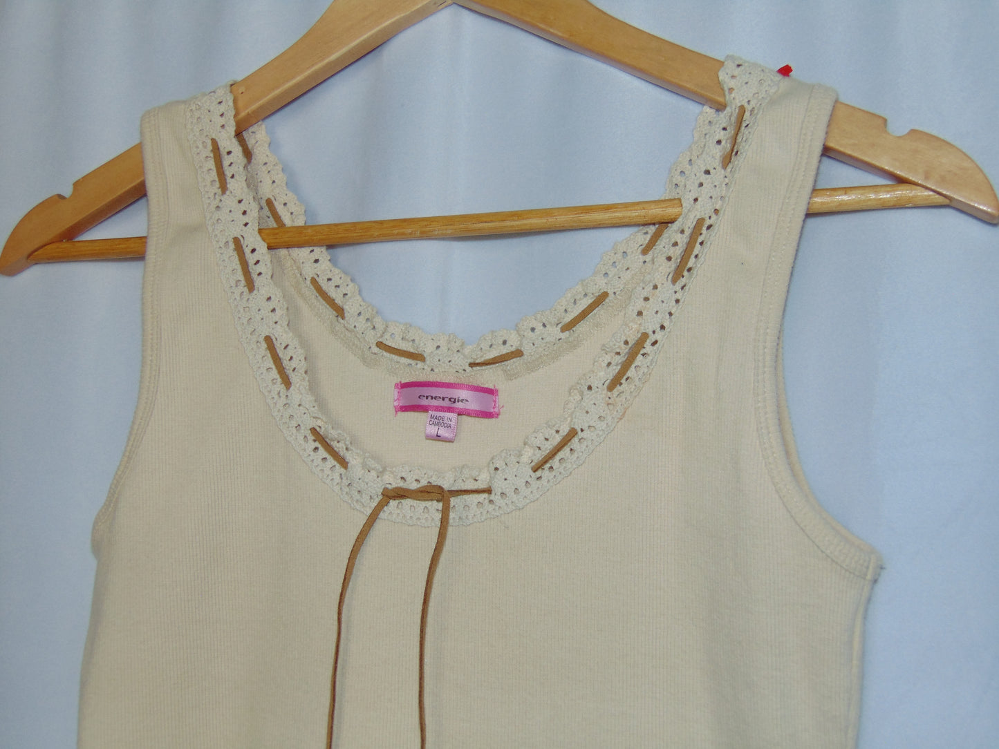 Y2K VINTAGE CREAM RIBBED TANK