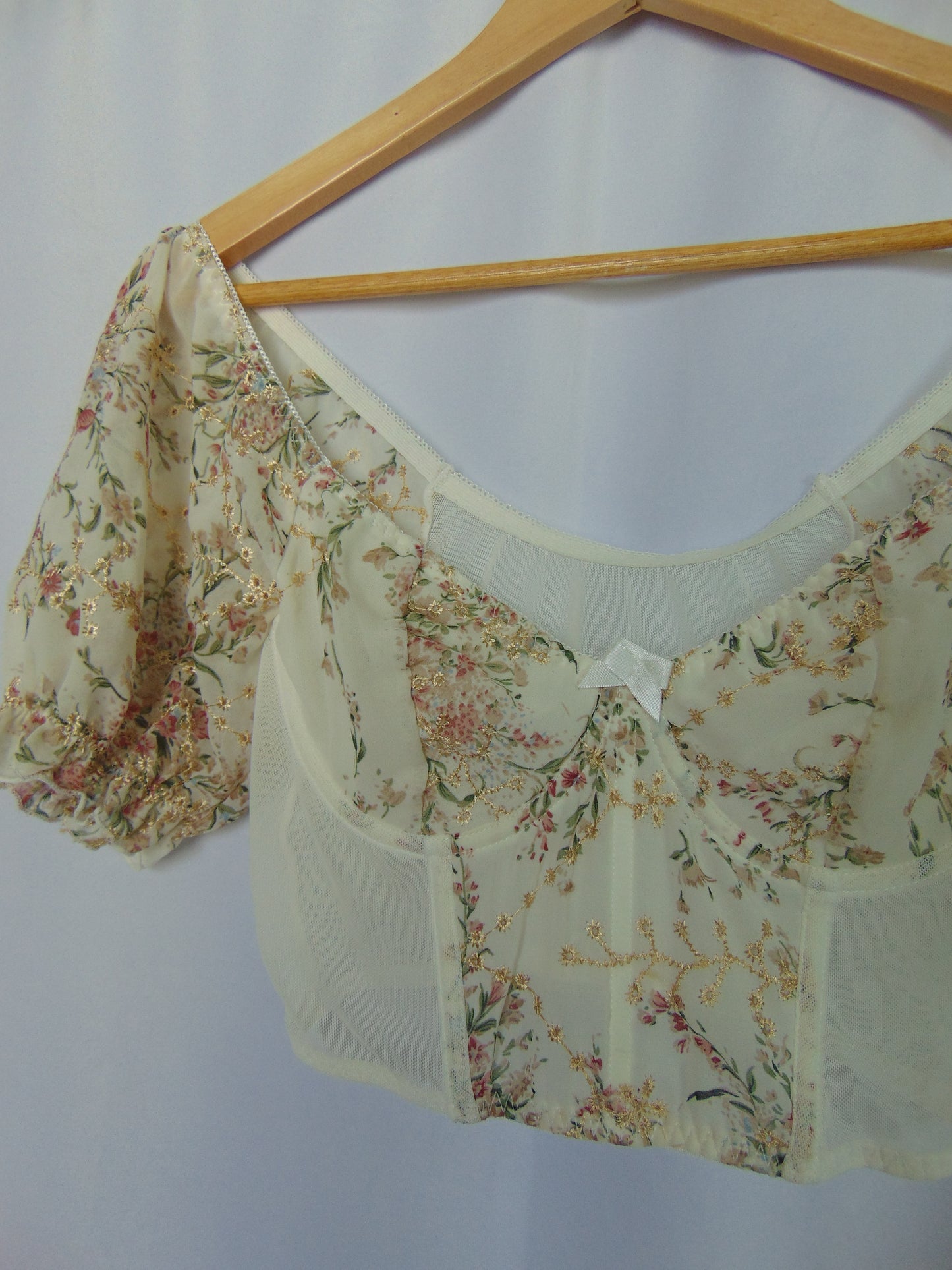 MESH EMBROIDERED FLORAL BUSTIER