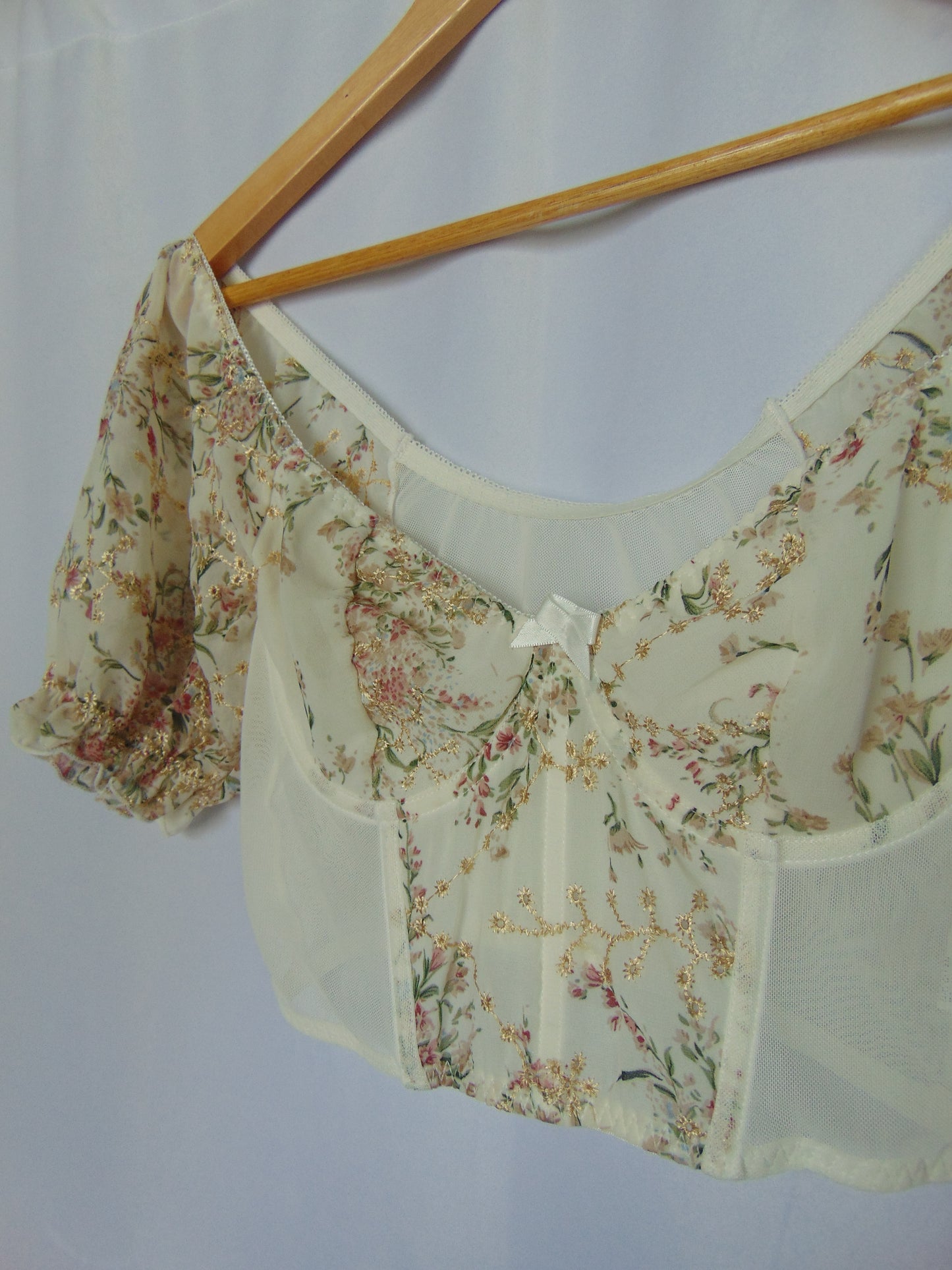 MESH EMBROIDERED FLORAL BUSTIER