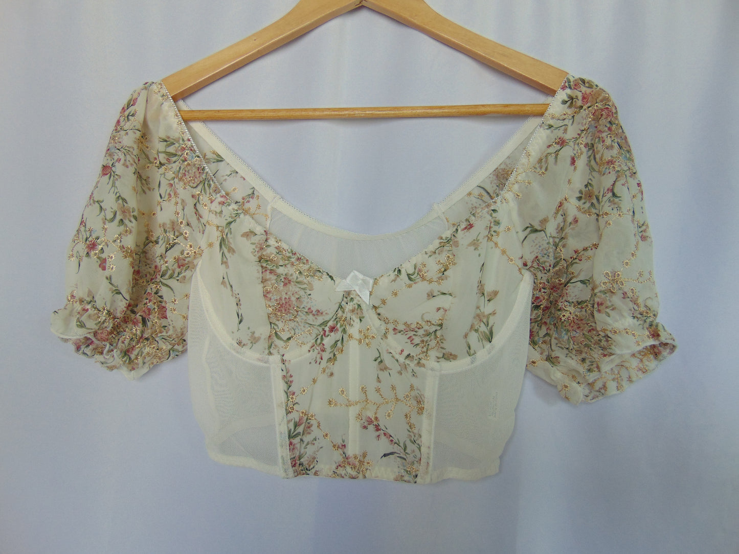 MESH EMBROIDERED FLORAL BUSTIER