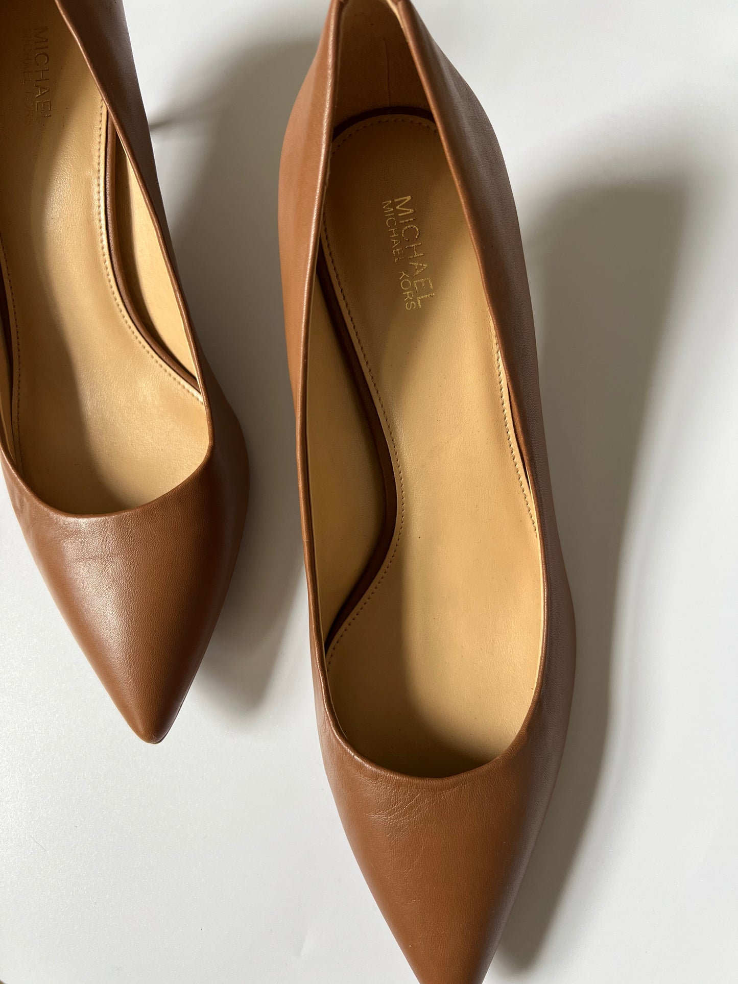 COGNAC LEATHER MICHAEL KORS HEELS