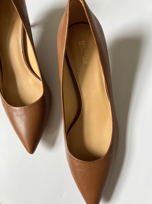 COGNAC LEATHER MICHAEL KORS HEELS
