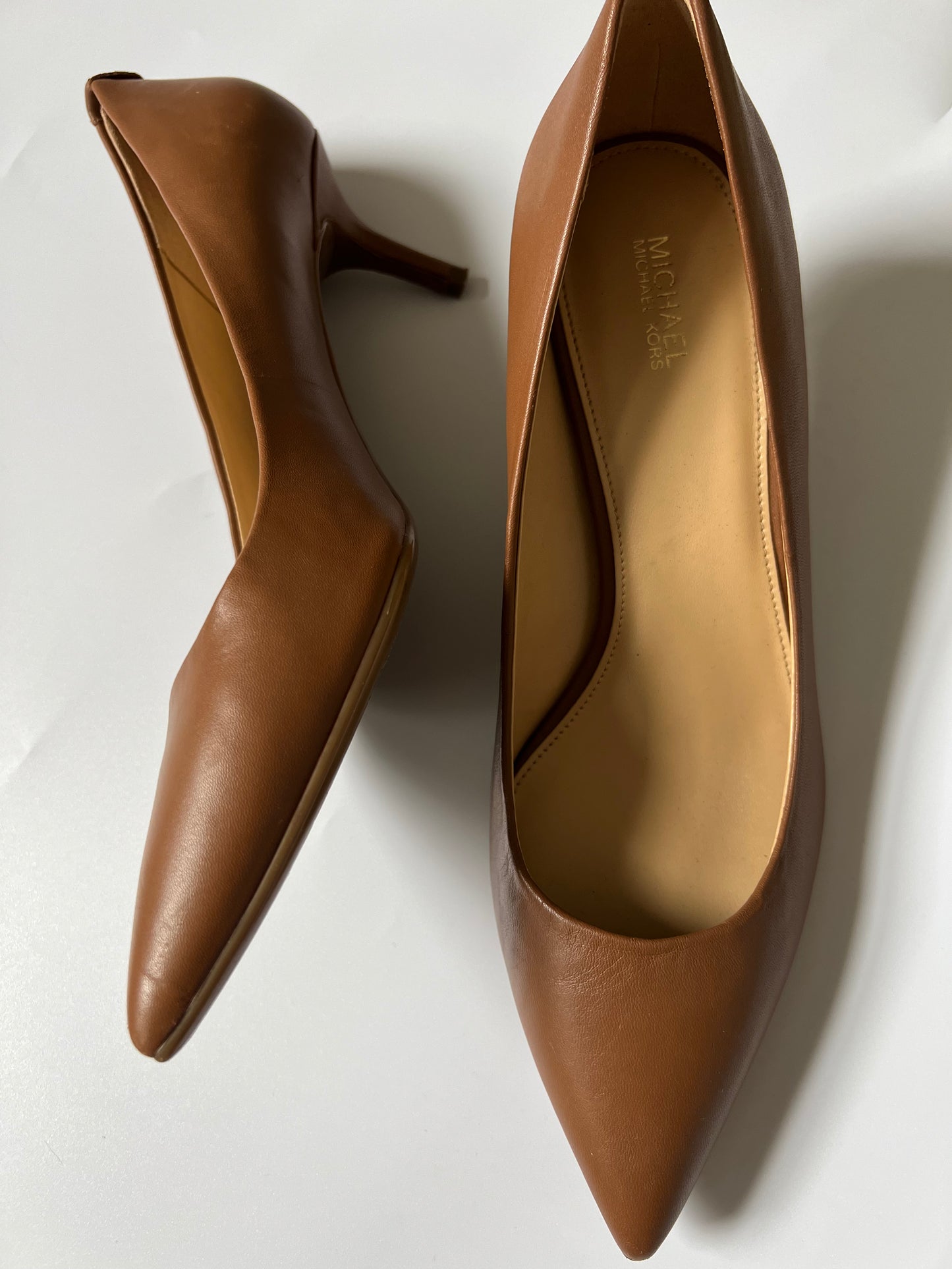COGNAC LEATHER MICHAEL KORS HEELS