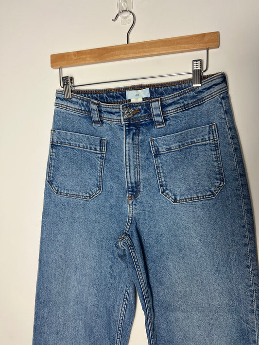 WIDE LEG CULOTTE DENIM JEANS