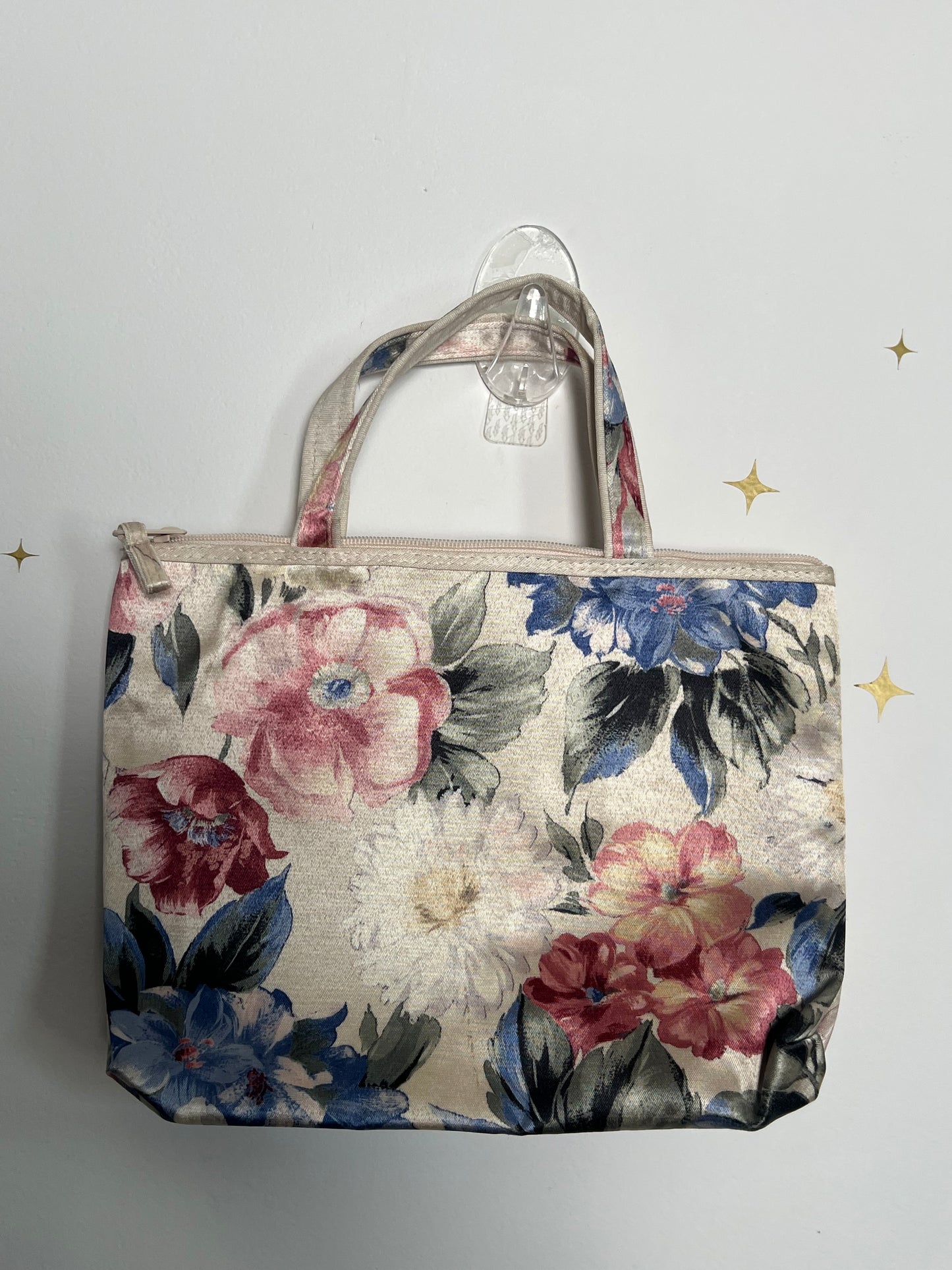 VINTAGE SATIN FLORAL TOTE