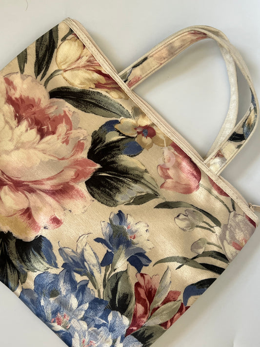 VINTAGE SATIN FLORAL TOTE
