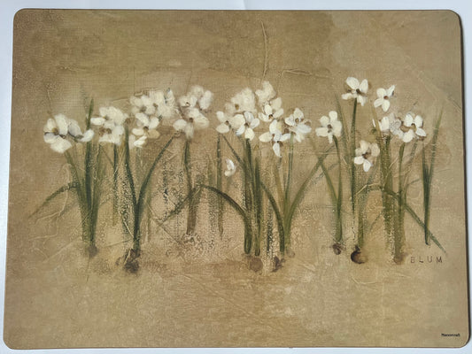 CHERI BLUM "NARCISSUS AND ORCHID" CORK PLACEMATS