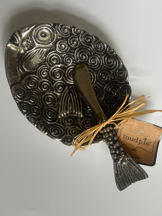 NWT MUDPIE METAL FISH DIP CUP SET