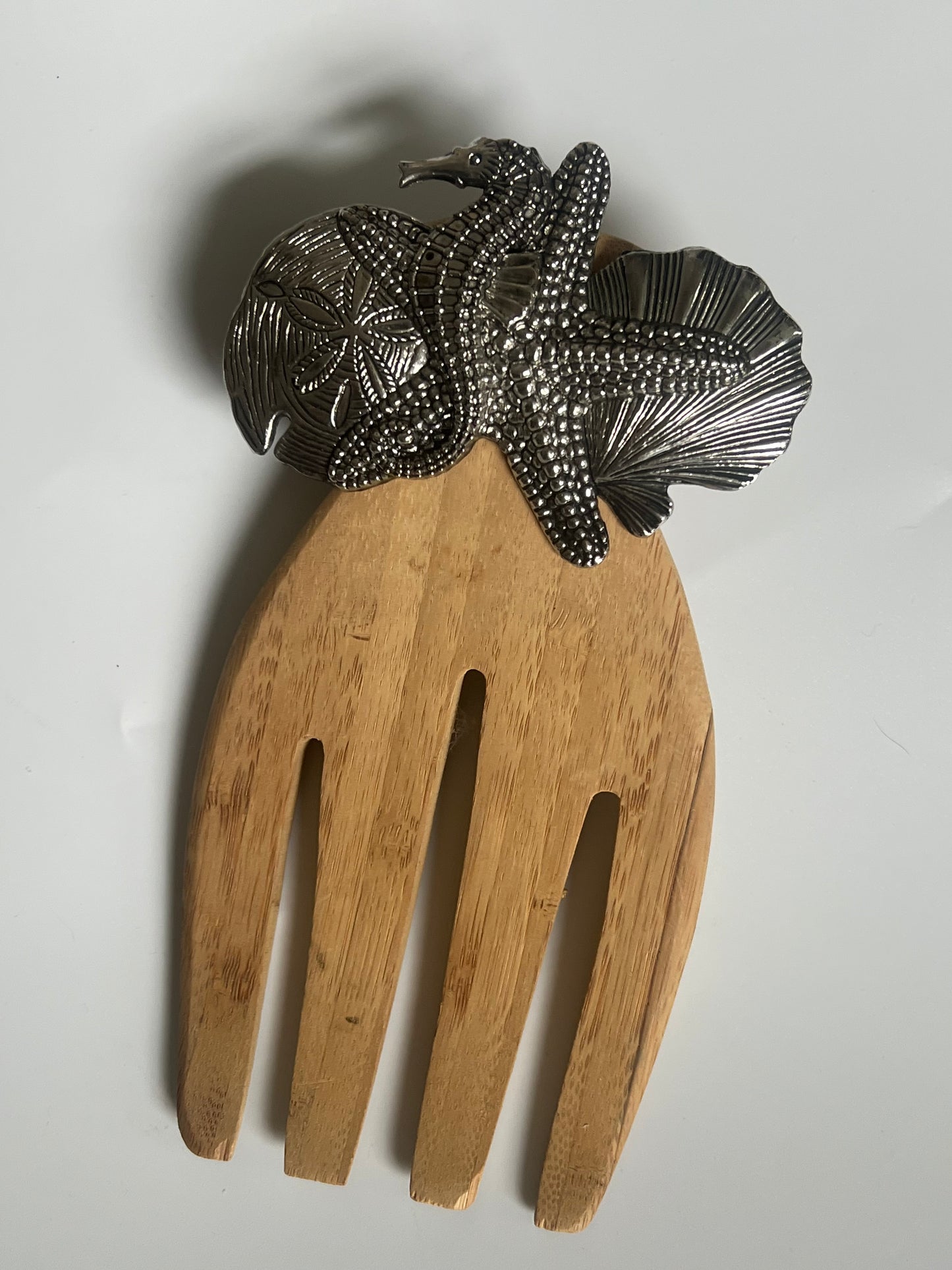 MUDPIE WOODEN SALAD FORK WITH METAL SHELLS