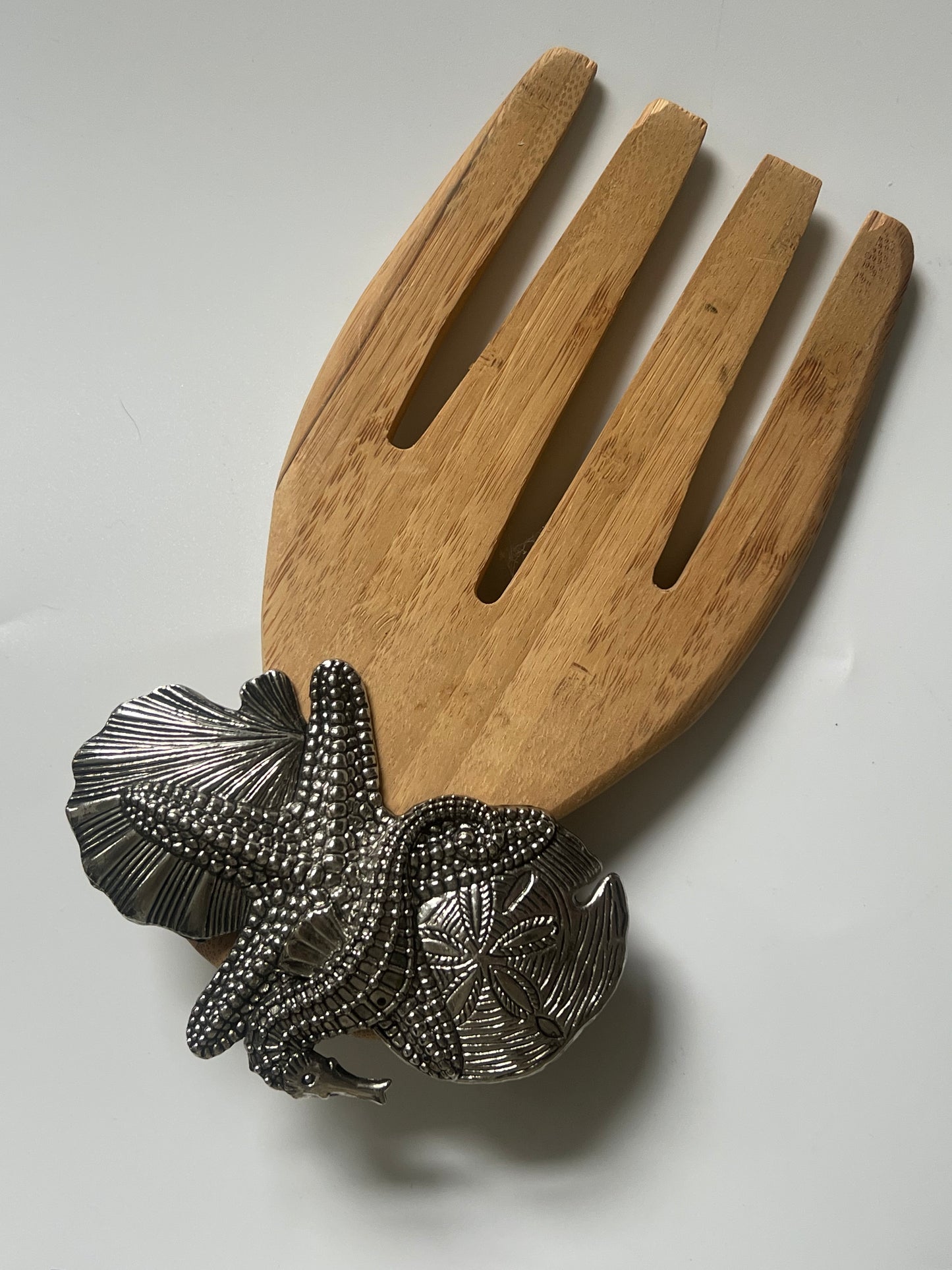 MUDPIE WOODEN SALAD FORK WITH METAL SHELLS