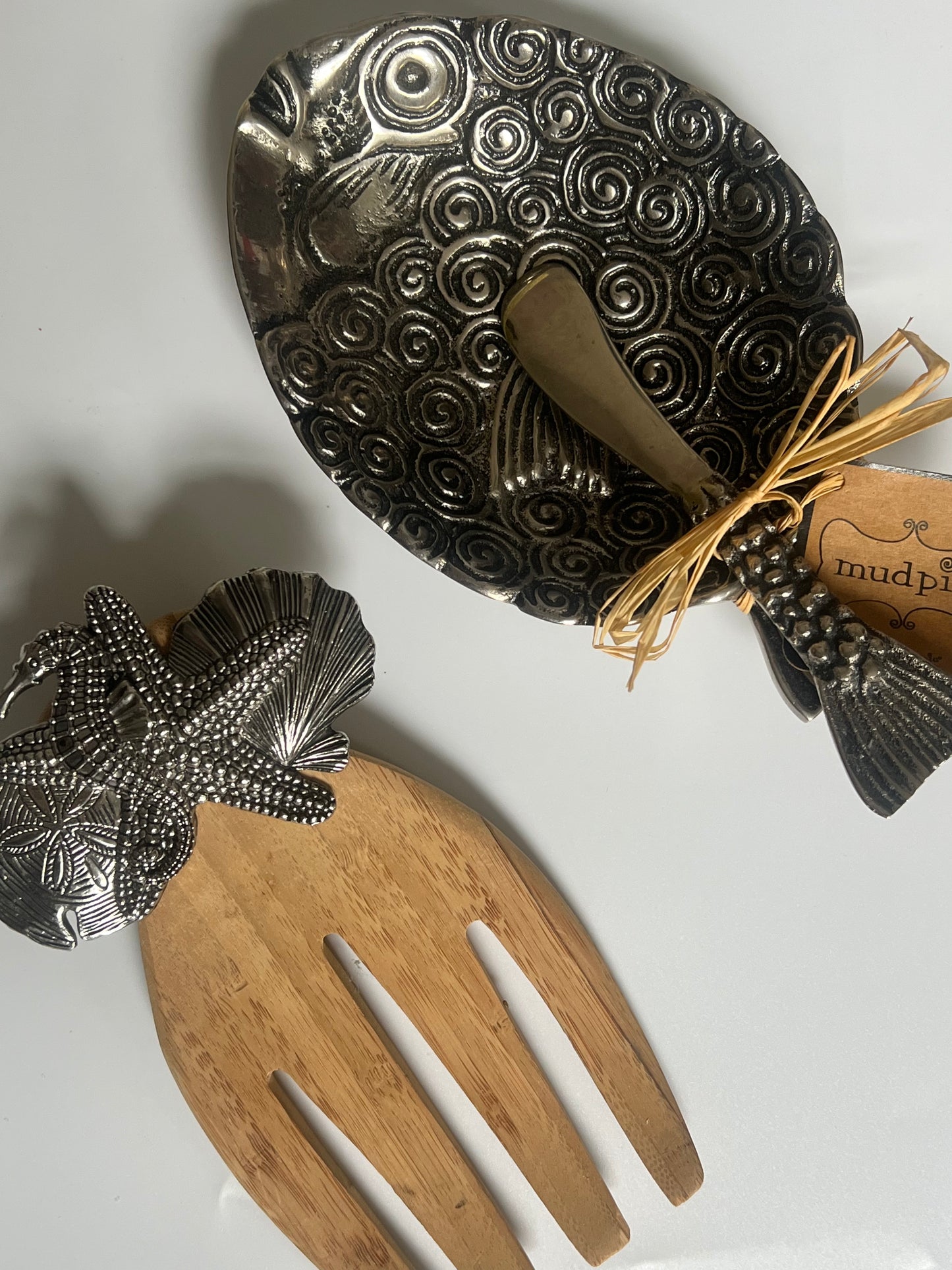MUDPIE WOODEN SALAD FORK WITH METAL SHELLS