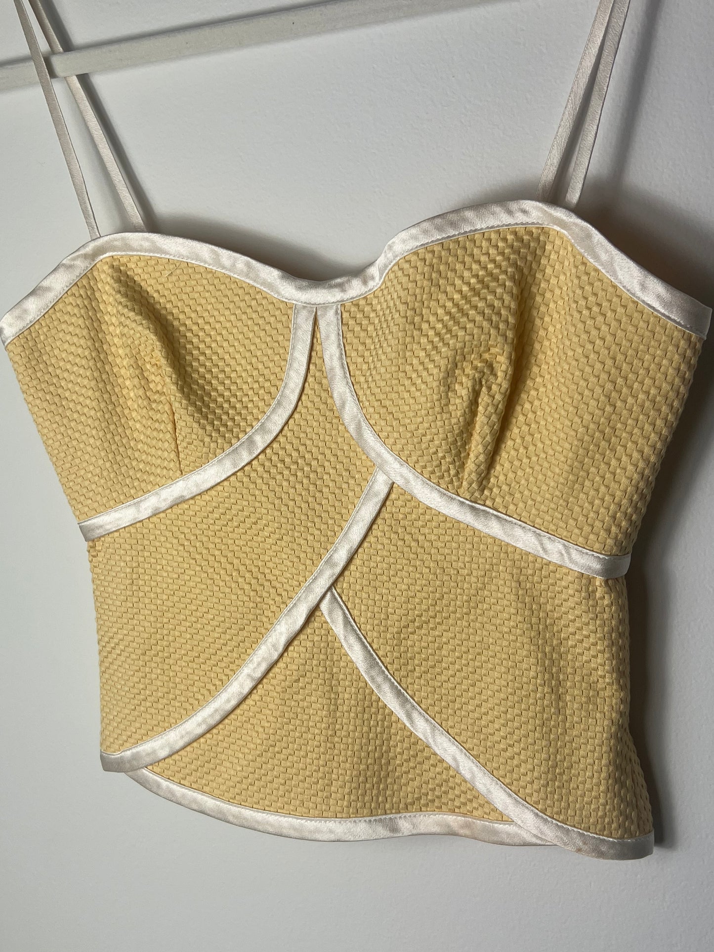 YELLOW SILK BUSTIER TOP BY LUCA LUCA