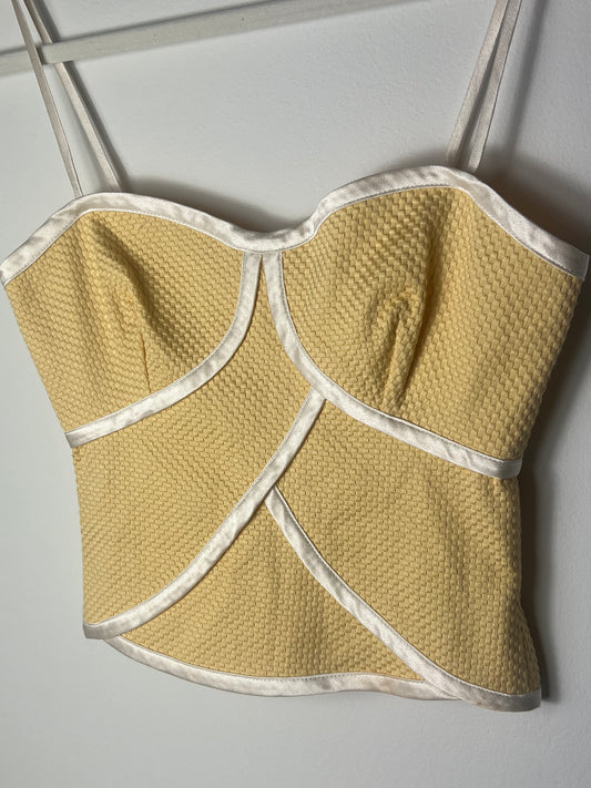 YELLOW SILK BUSTIER TOP BY LUCA LUCA