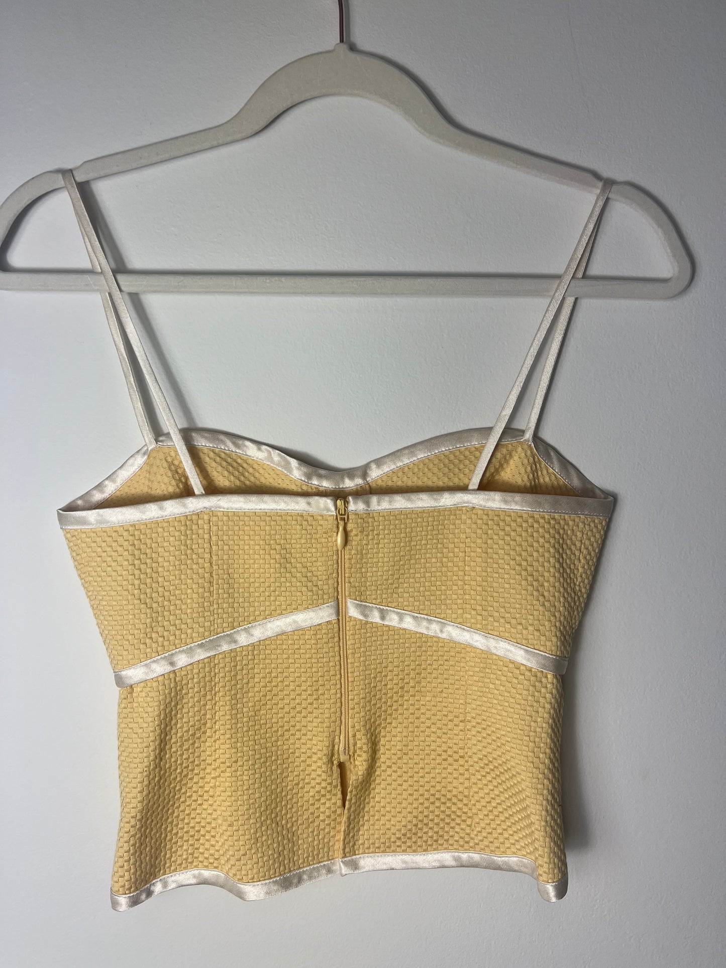 YELLOW SILK BUSTIER TOP BY LUCA LUCA