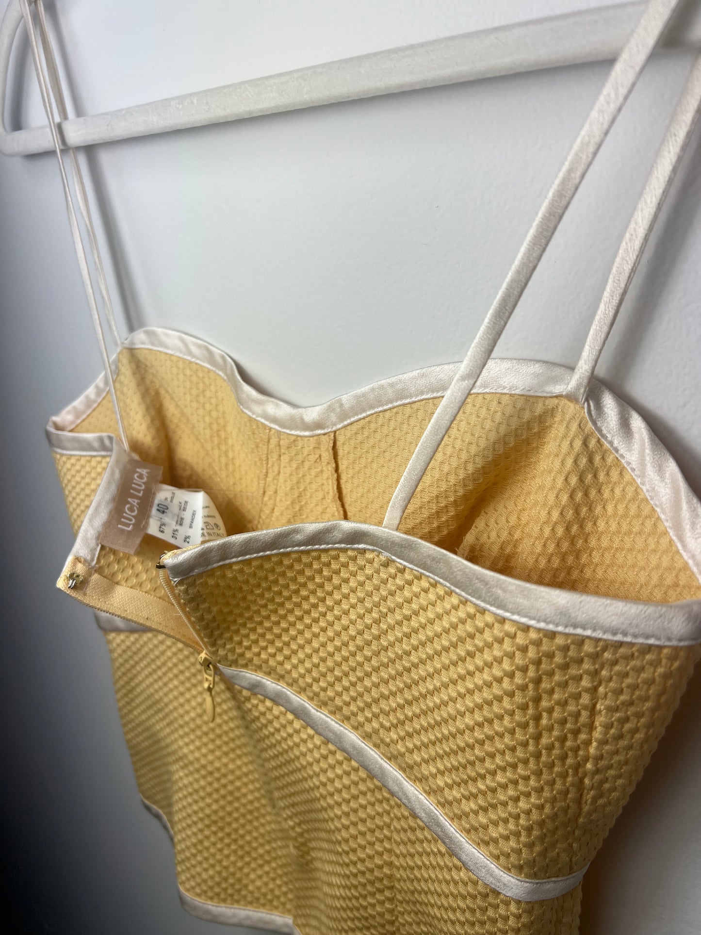 YELLOW SILK BUSTIER TOP BY LUCA LUCA