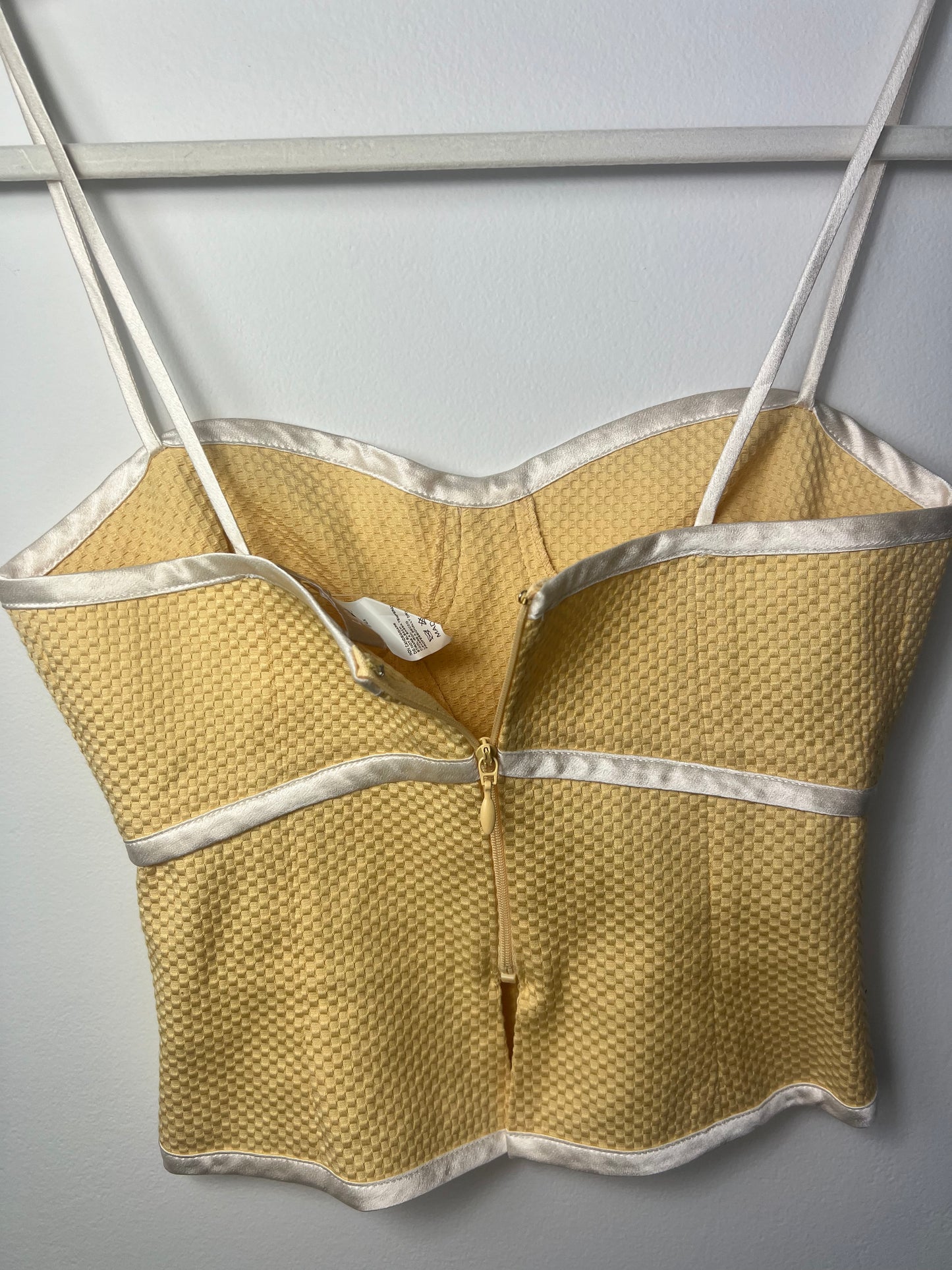 YELLOW SILK BUSTIER TOP BY LUCA LUCA