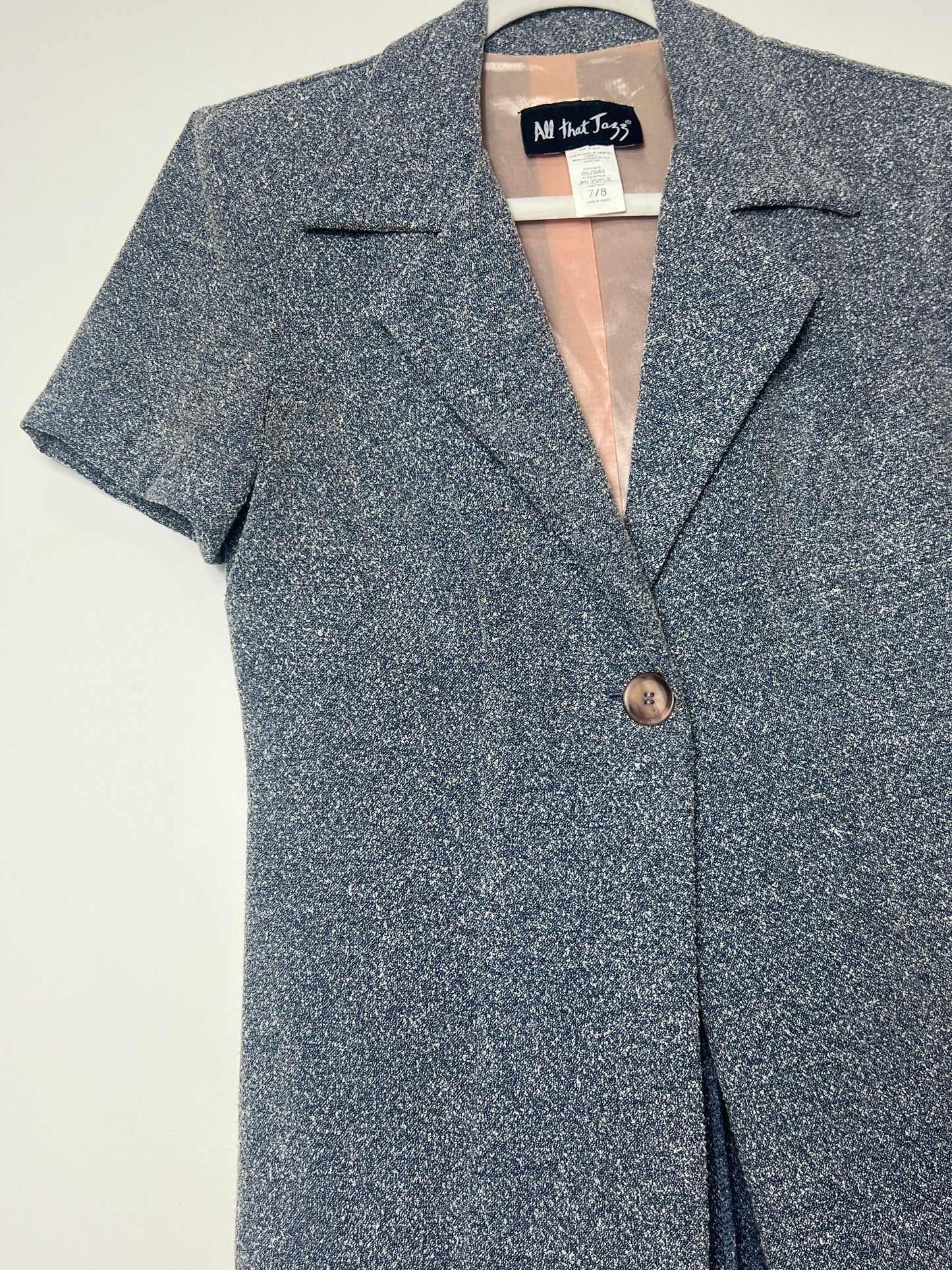 VINTAGE BLUE & WHITE TWEED BLAZER TOP
