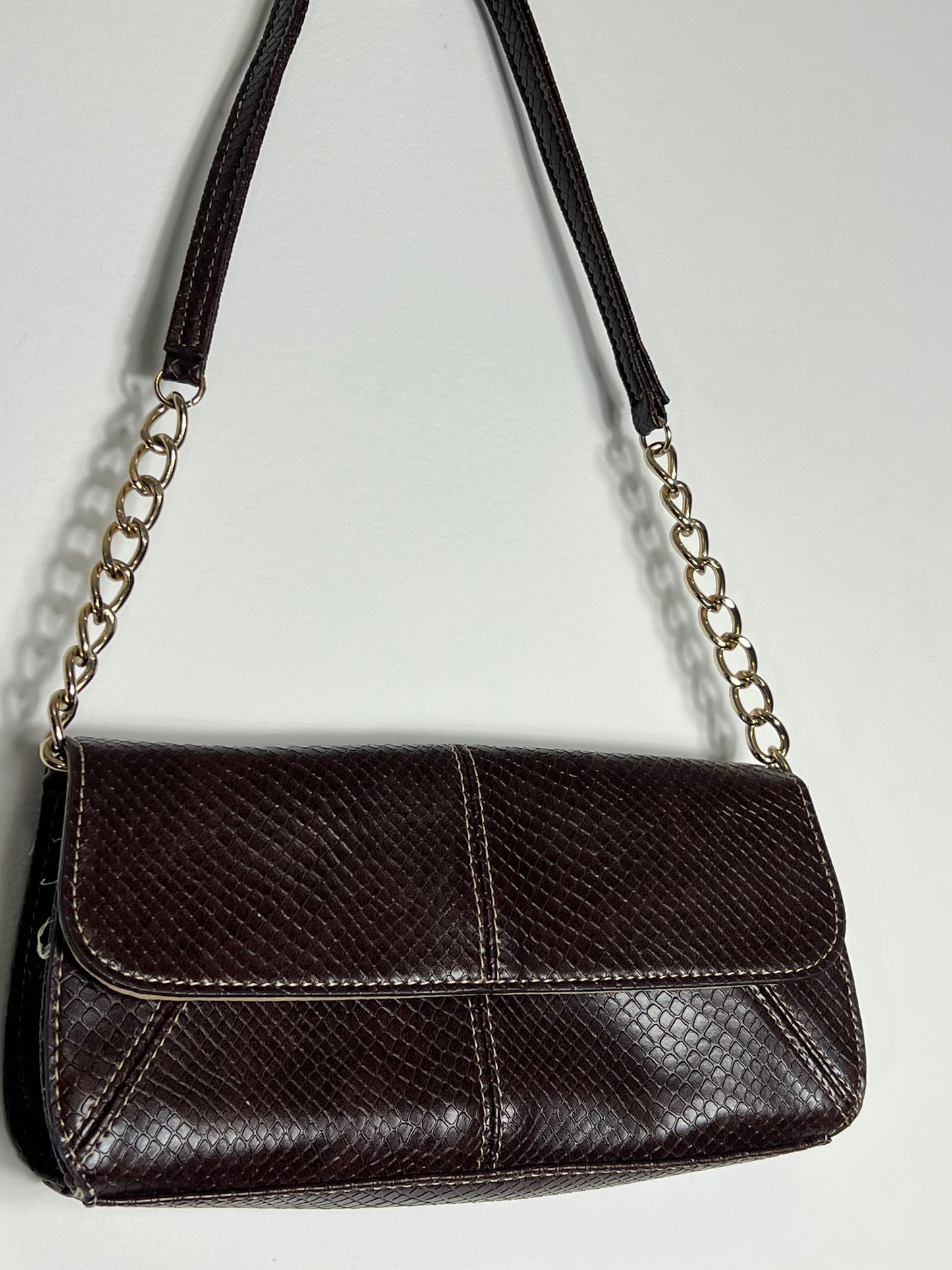 LIZ CLAIBORNE BROWN CROC SHOULDER BAG