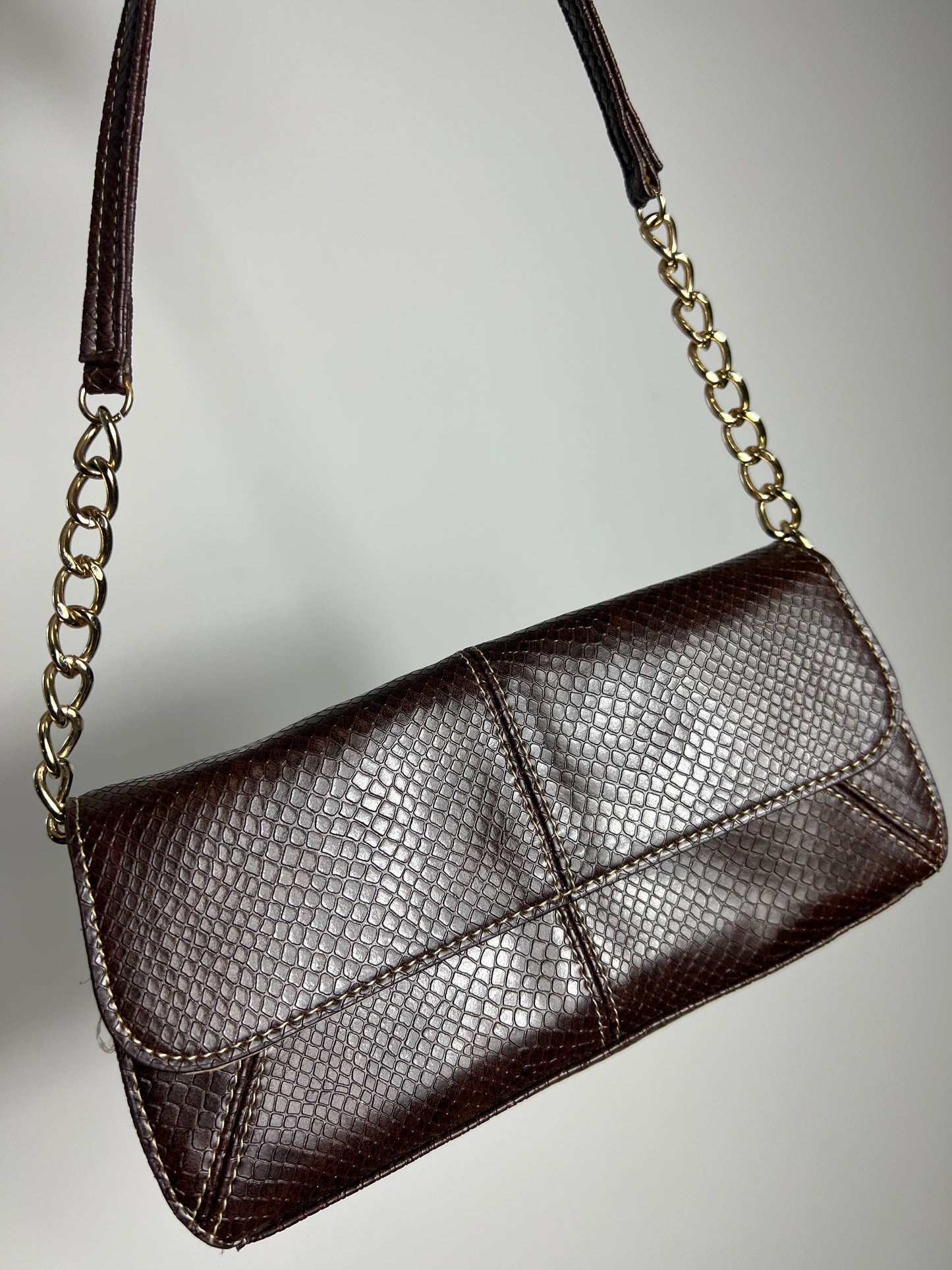 LIZ CLAIBORNE BROWN CROC SHOULDER BAG