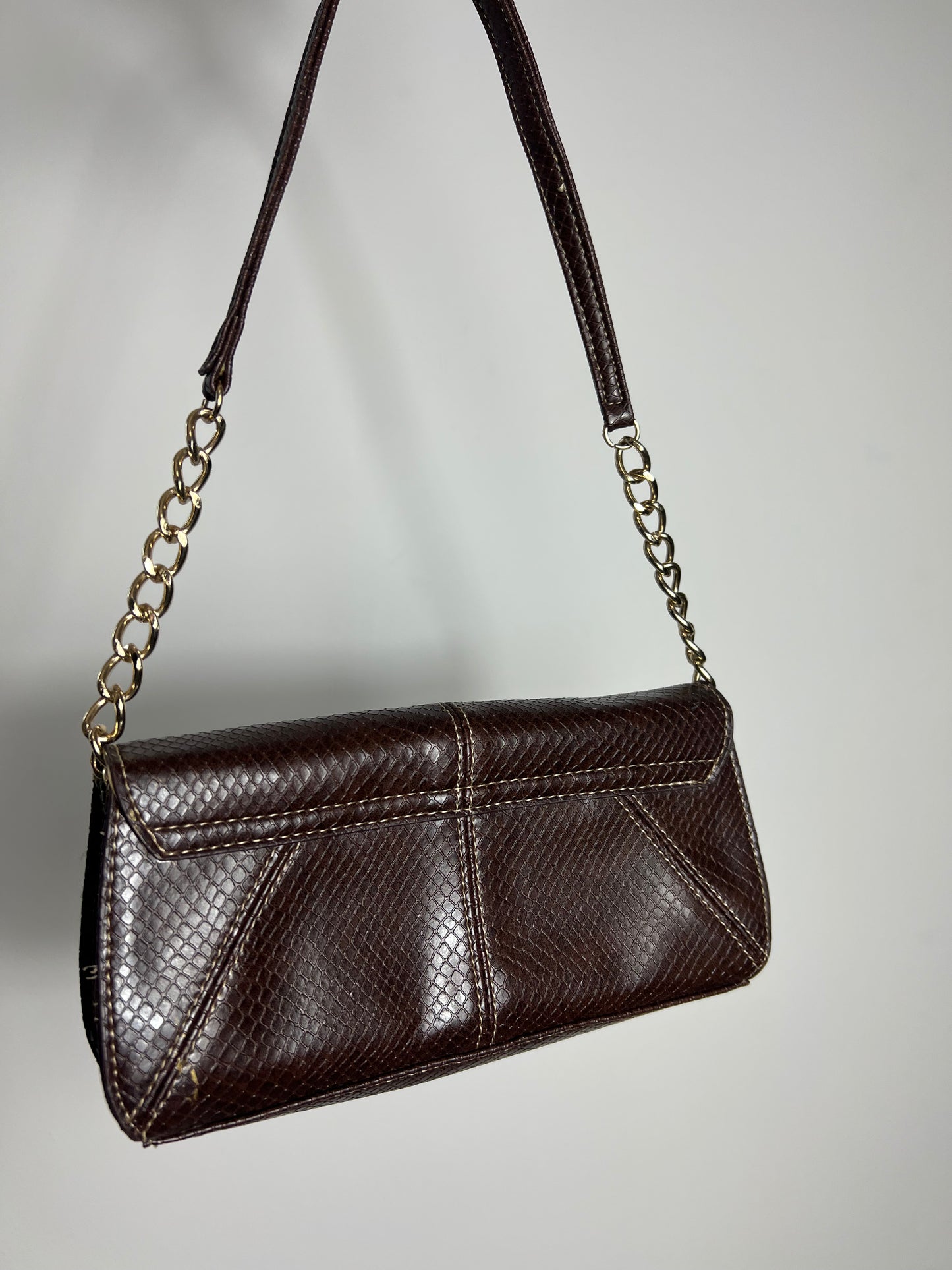LIZ CLAIBORNE BROWN CROC SHOULDER BAG