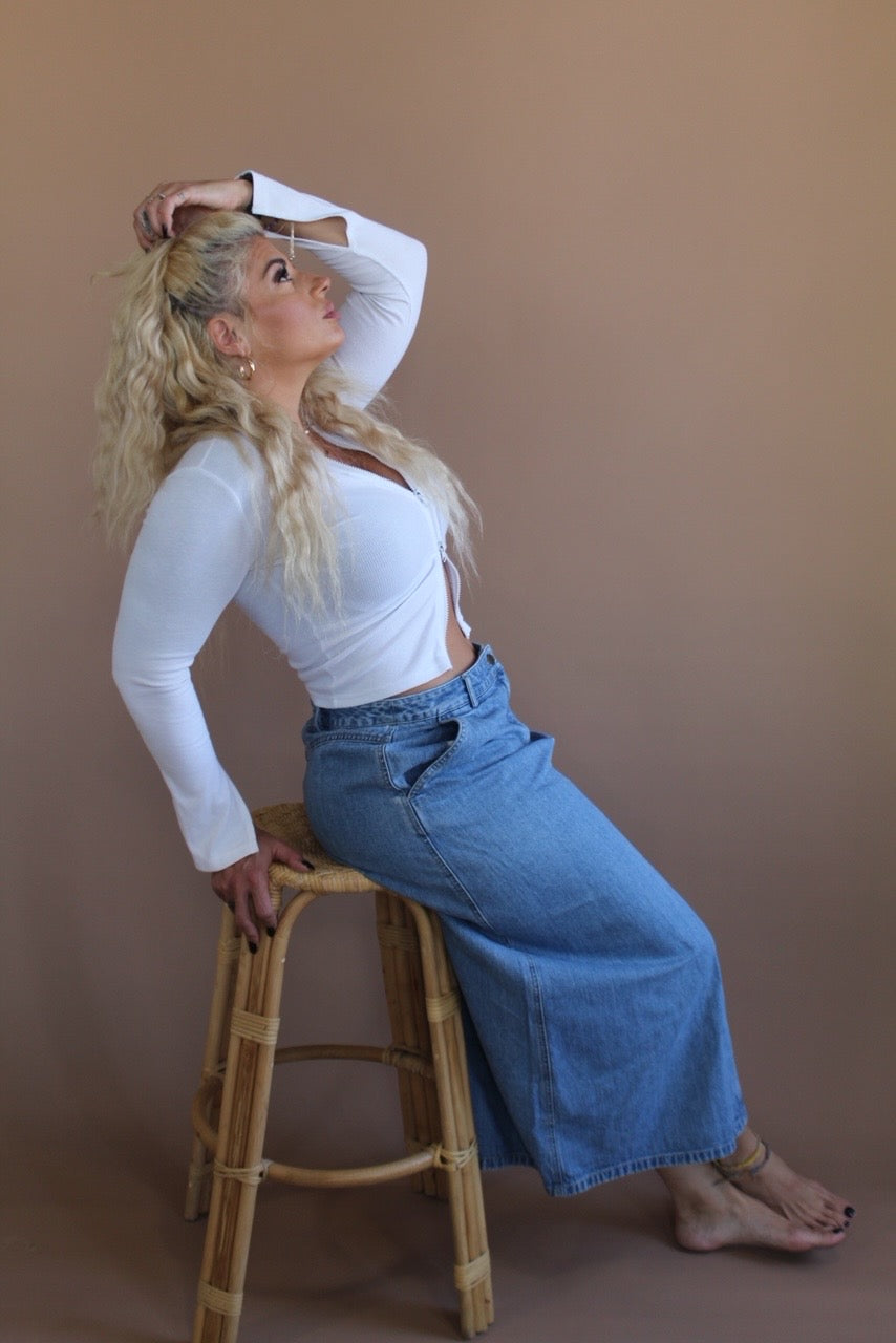 L.L.BEAN DENIM MIDI SKIRT