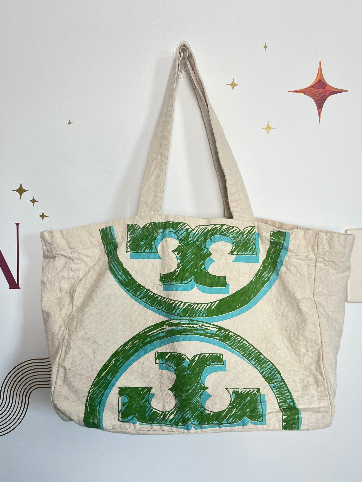 OVERSIZED TORY BURCH CANVAS TOTE BAG