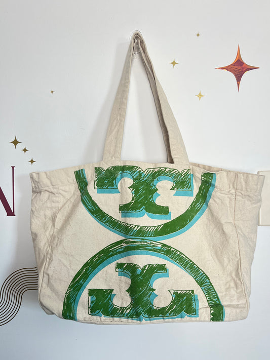 OVERSIZED TORY BURCH CANVAS TOTE BAG
