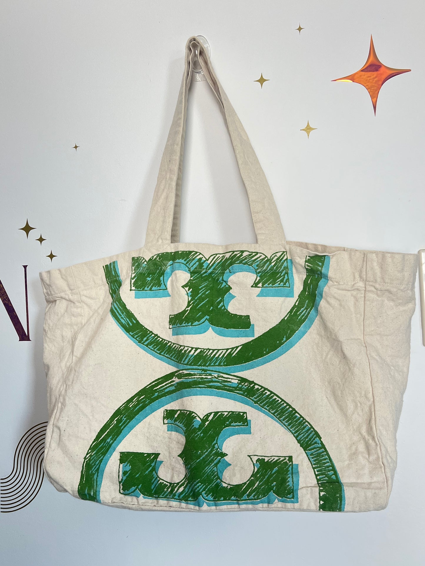 OVERSIZED TORY BURCH CANVAS TOTE BAG
